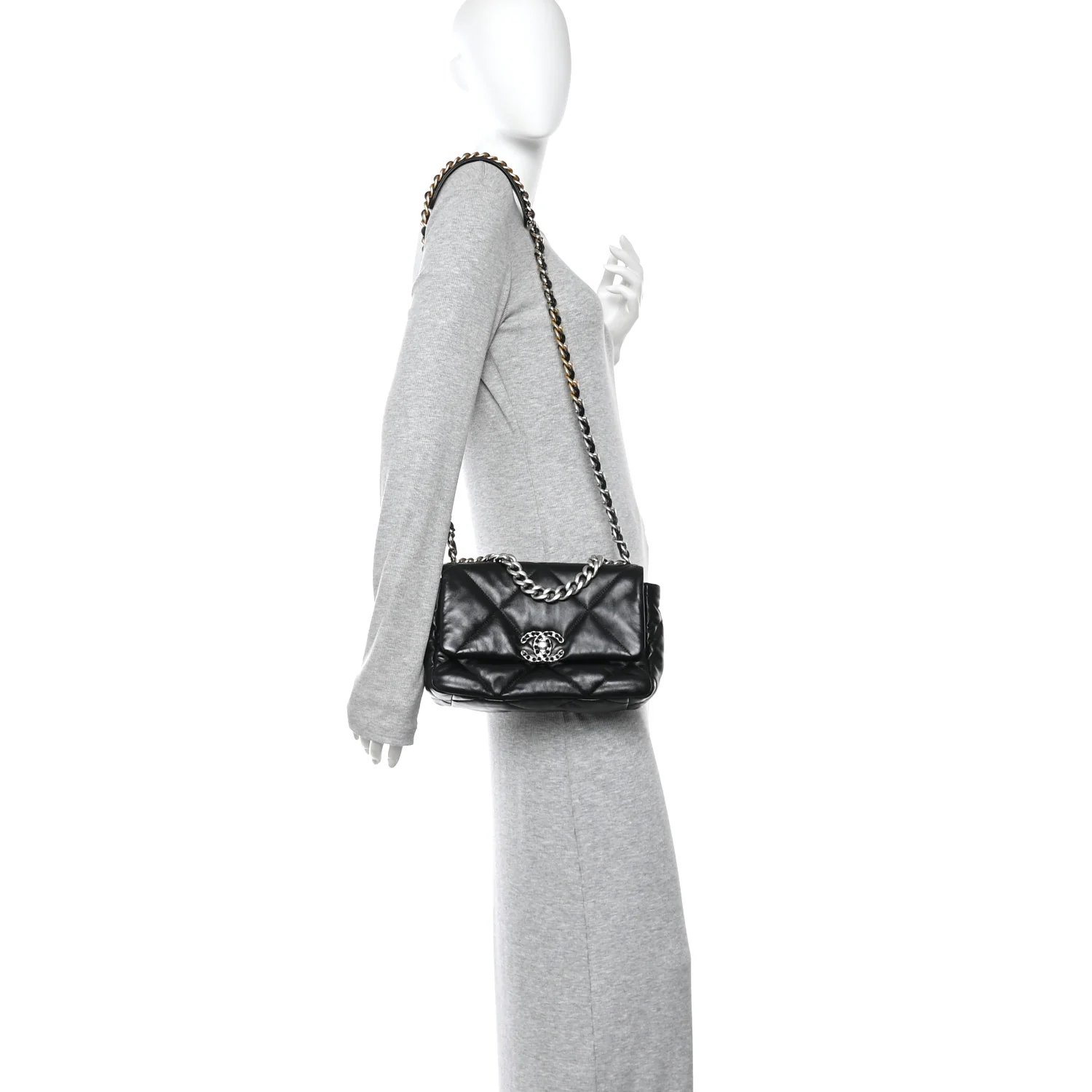 Lambskin Quilted Medium Chanel 19 Flap Black
