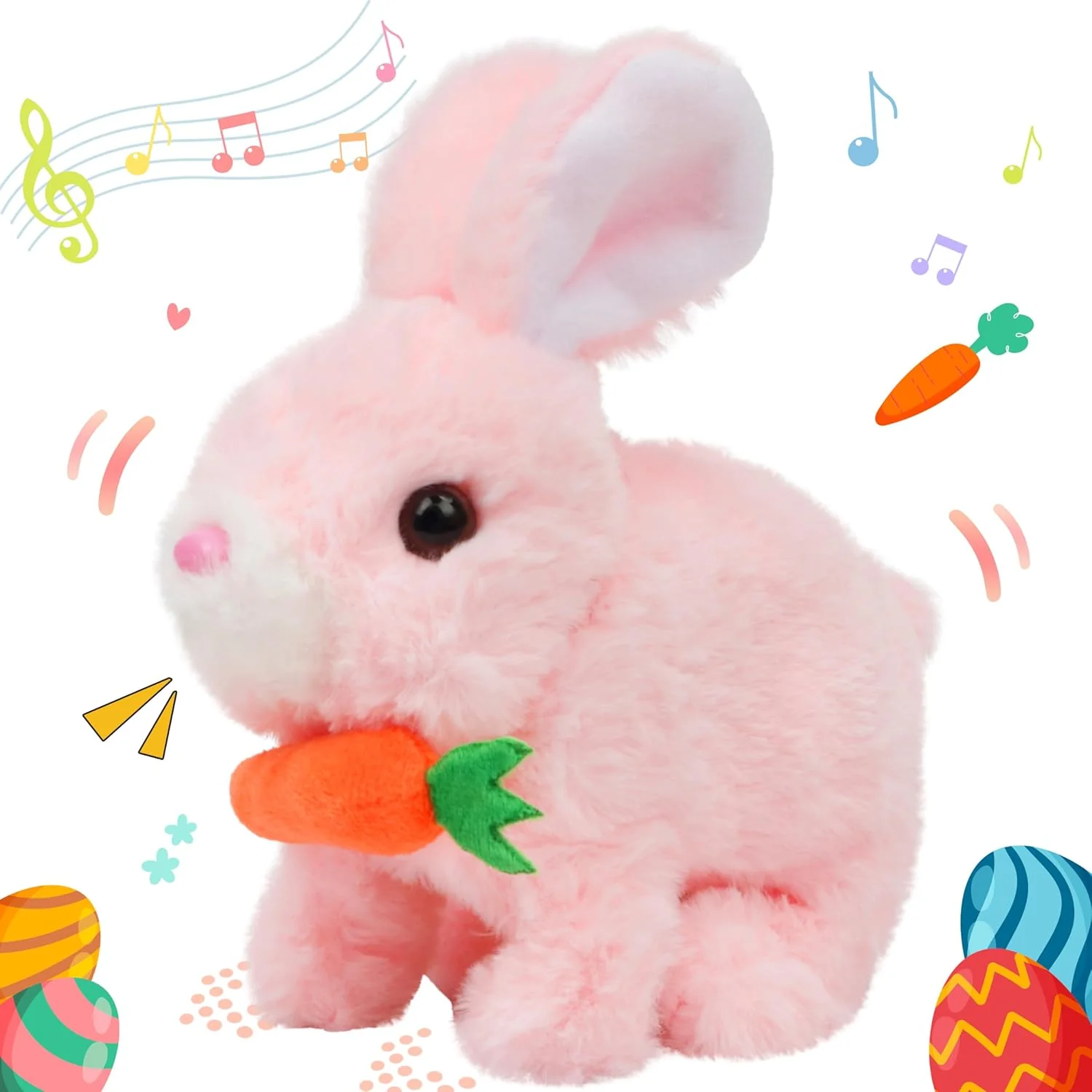 Interactive Hopping Rabbit Electronic Plush Bunny Toy with Sounds and Movements, 7'' Brown