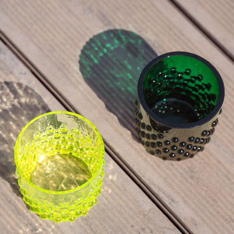 Hobnail vannglass 15 cl mørk grønn
