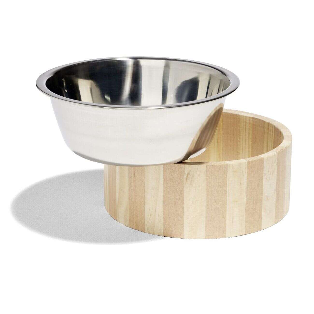 Gamelle pour chien inox et bois 1,75L