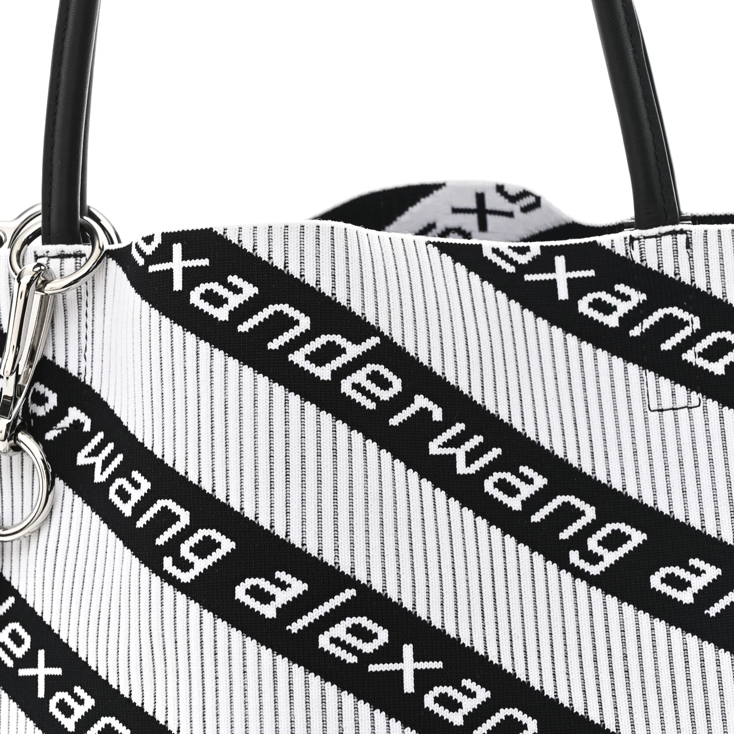 Knit Jacquard Diagonal Logo Roxy Tote White Black