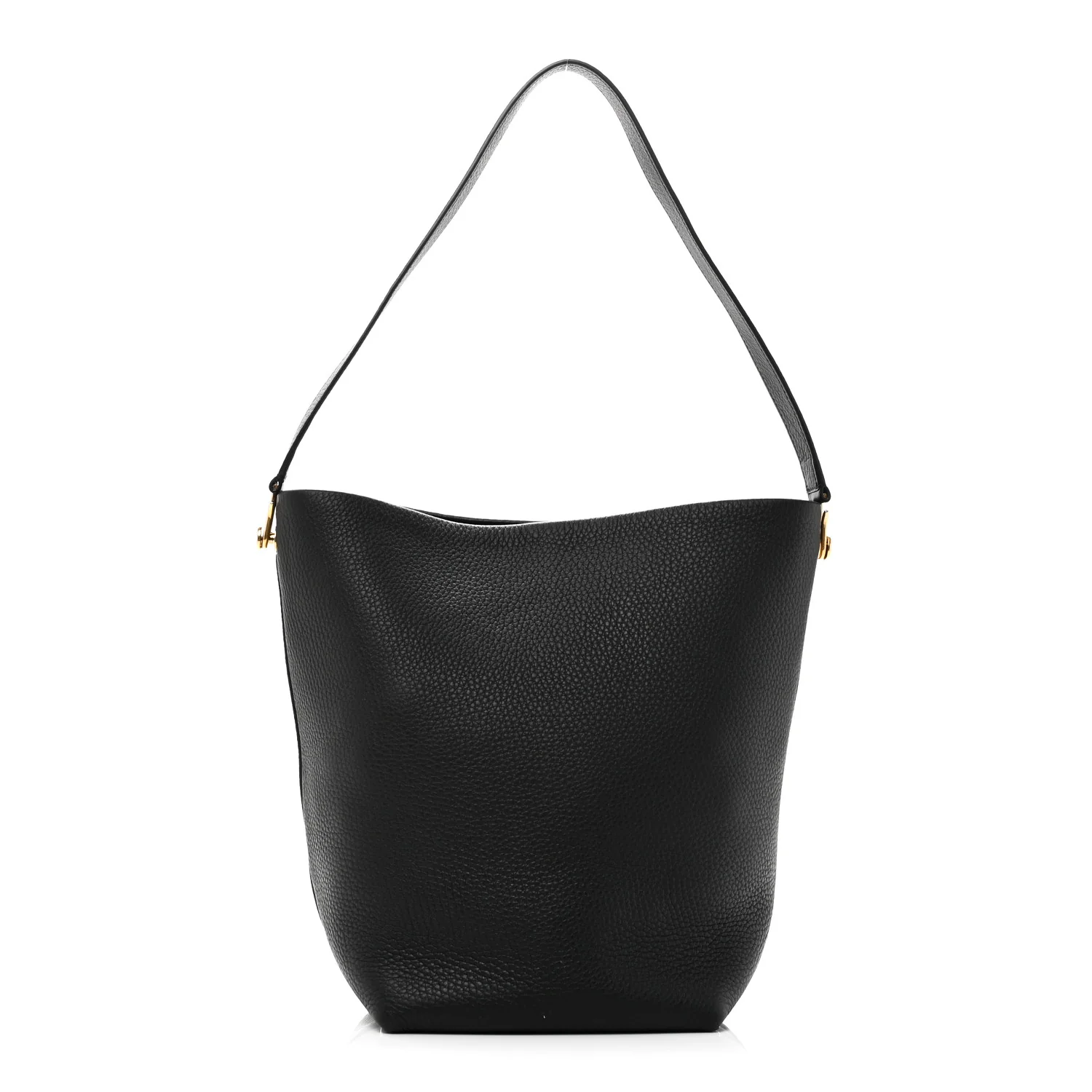Grained Calfskin Medium N/S Hook Tote Black