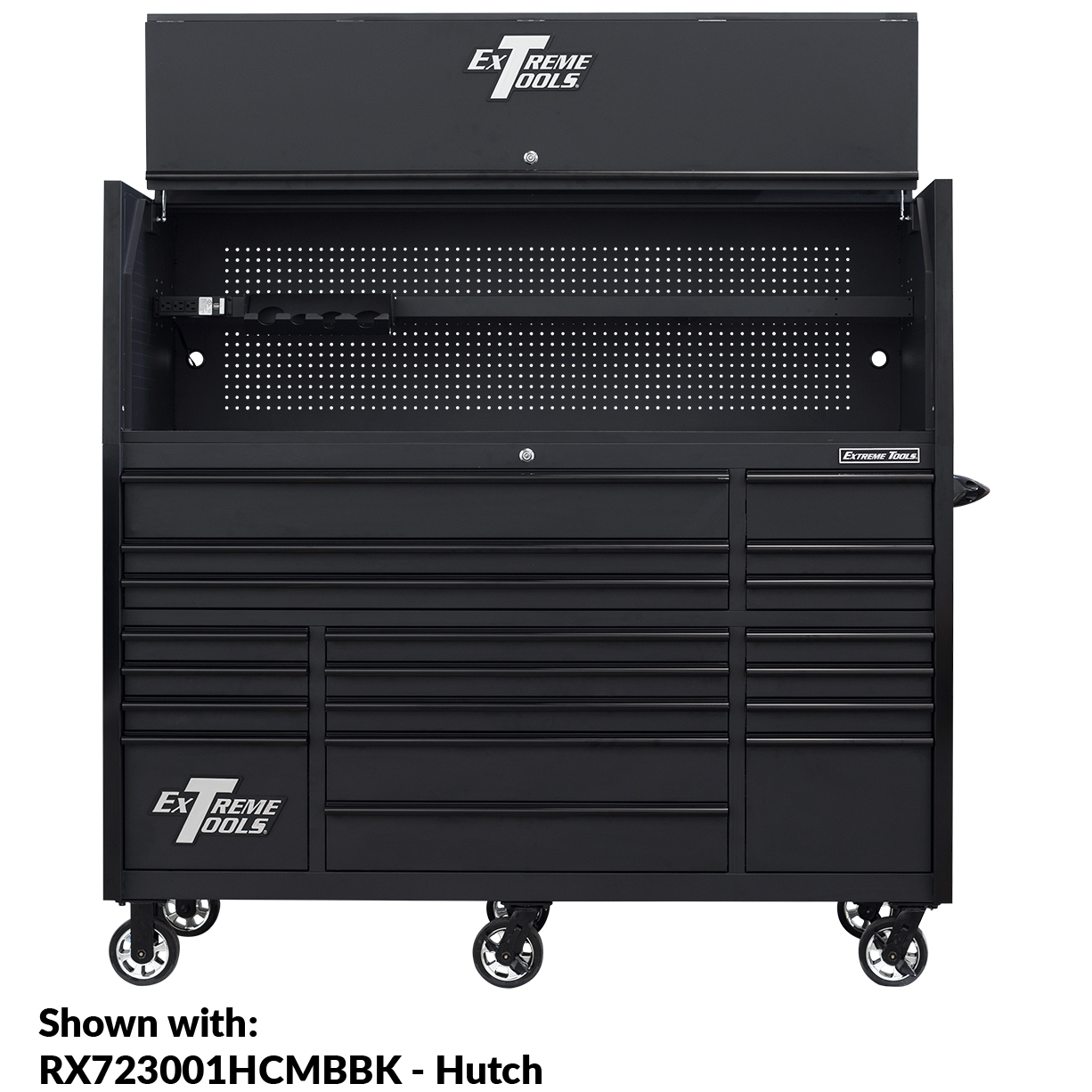 Servante d'atelier à roulettes Extreme Tools 72″ x 30″, 19 tiroirs avec glissières de 113 kg (250 lb), série RX 250
