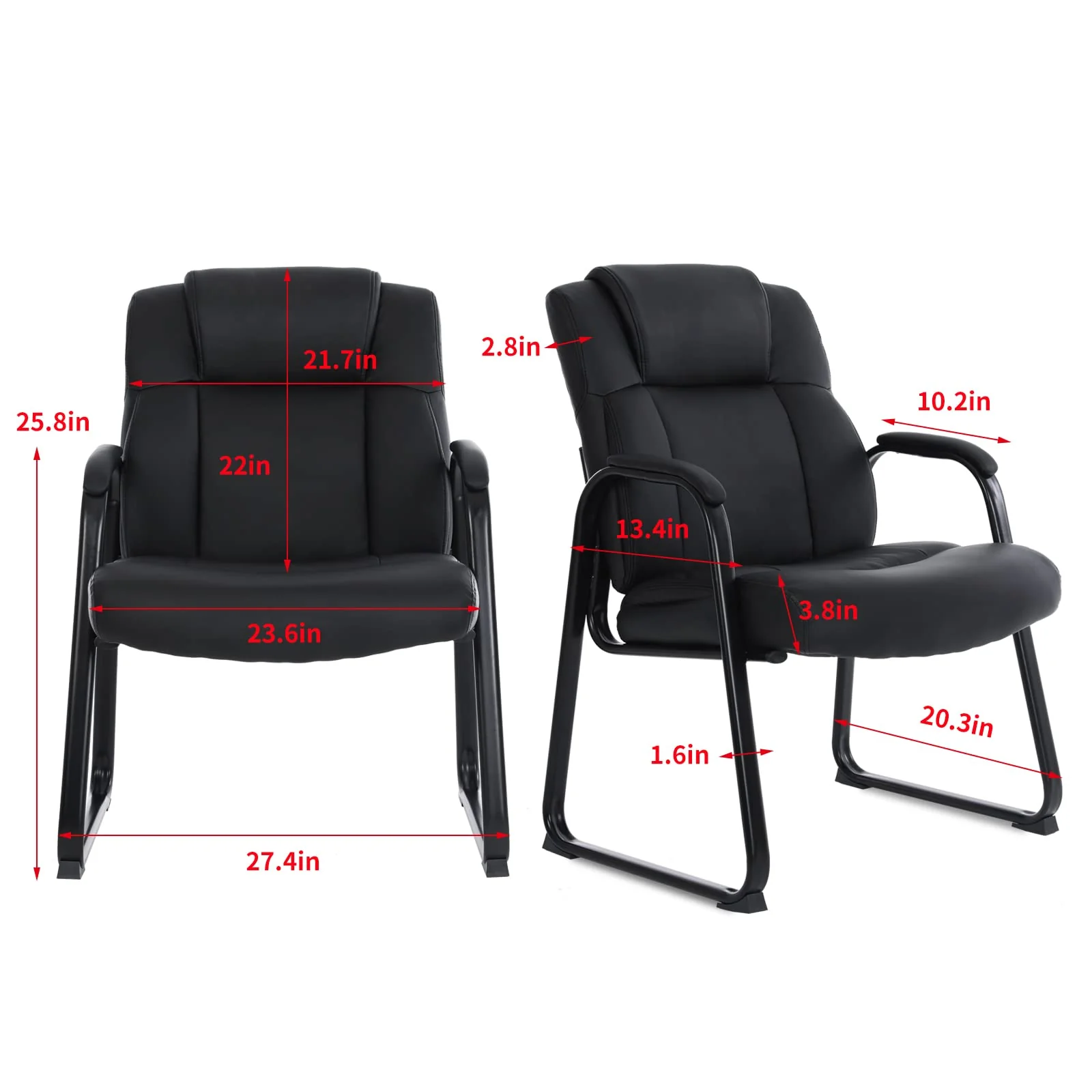 CLATINA Big & Tall 400 lb Guest Chair. Leather Reception Chairs