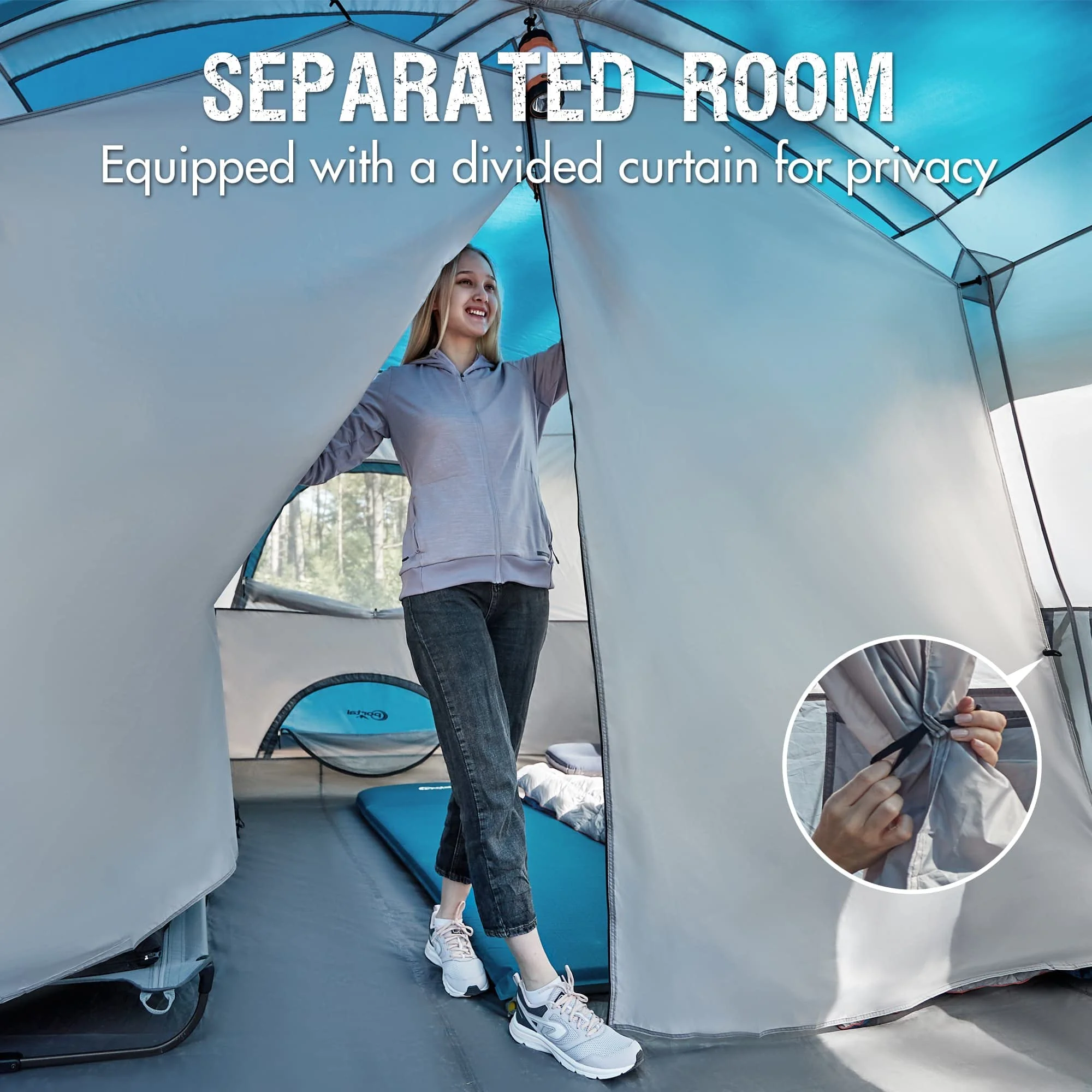 Family Camping Tent for 6/8/10 People with Porch Tall Height Good Ventilation Water Resistant Ideal for Outdoor Camping Backyard - Image 4