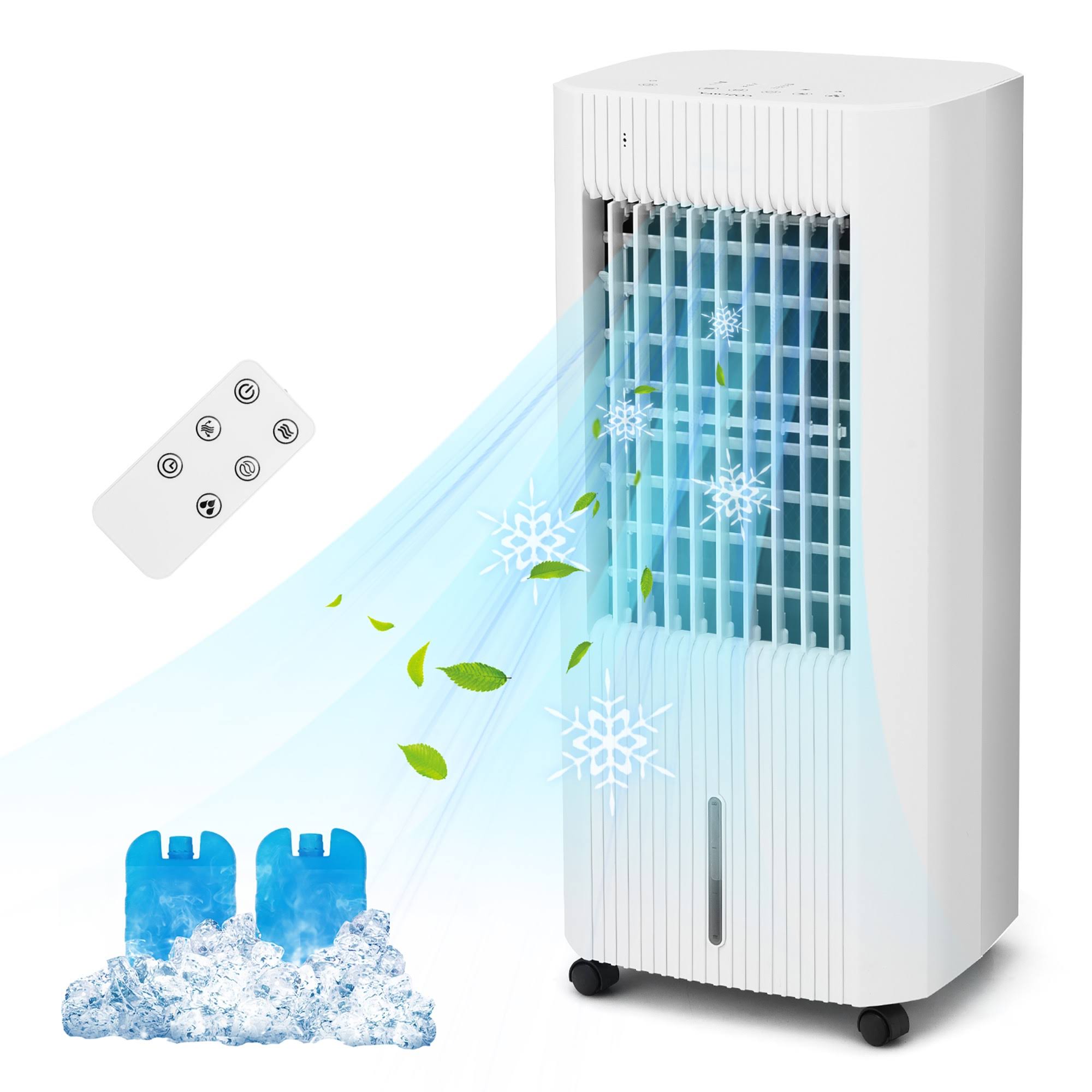 Costway 3-in-1 Evaporative Air Cooler w/ Humidifier & Fan Portable Rolling Swamp Cooler