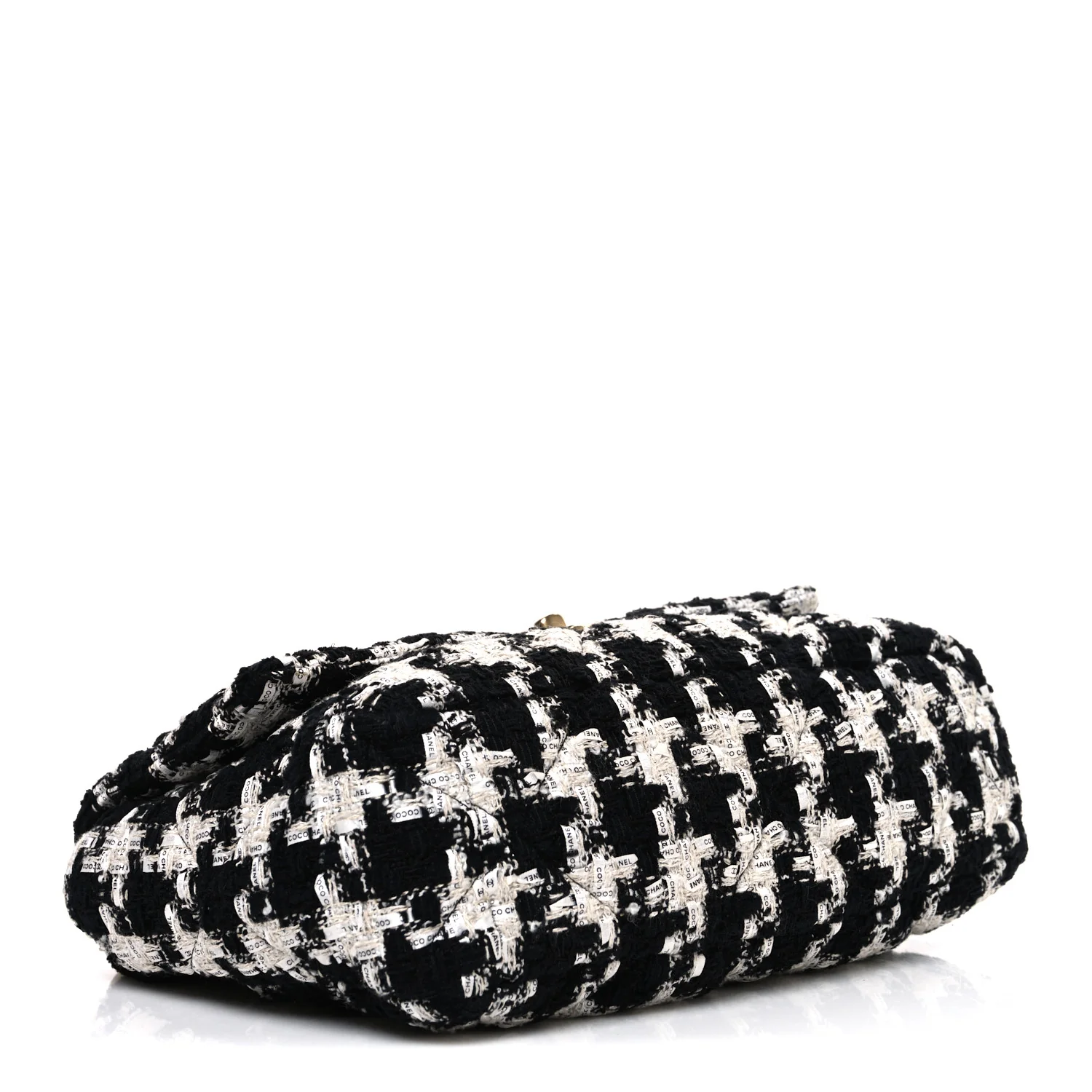 Tweed Quilted Large Chanel 19 Flap Black Ecru White