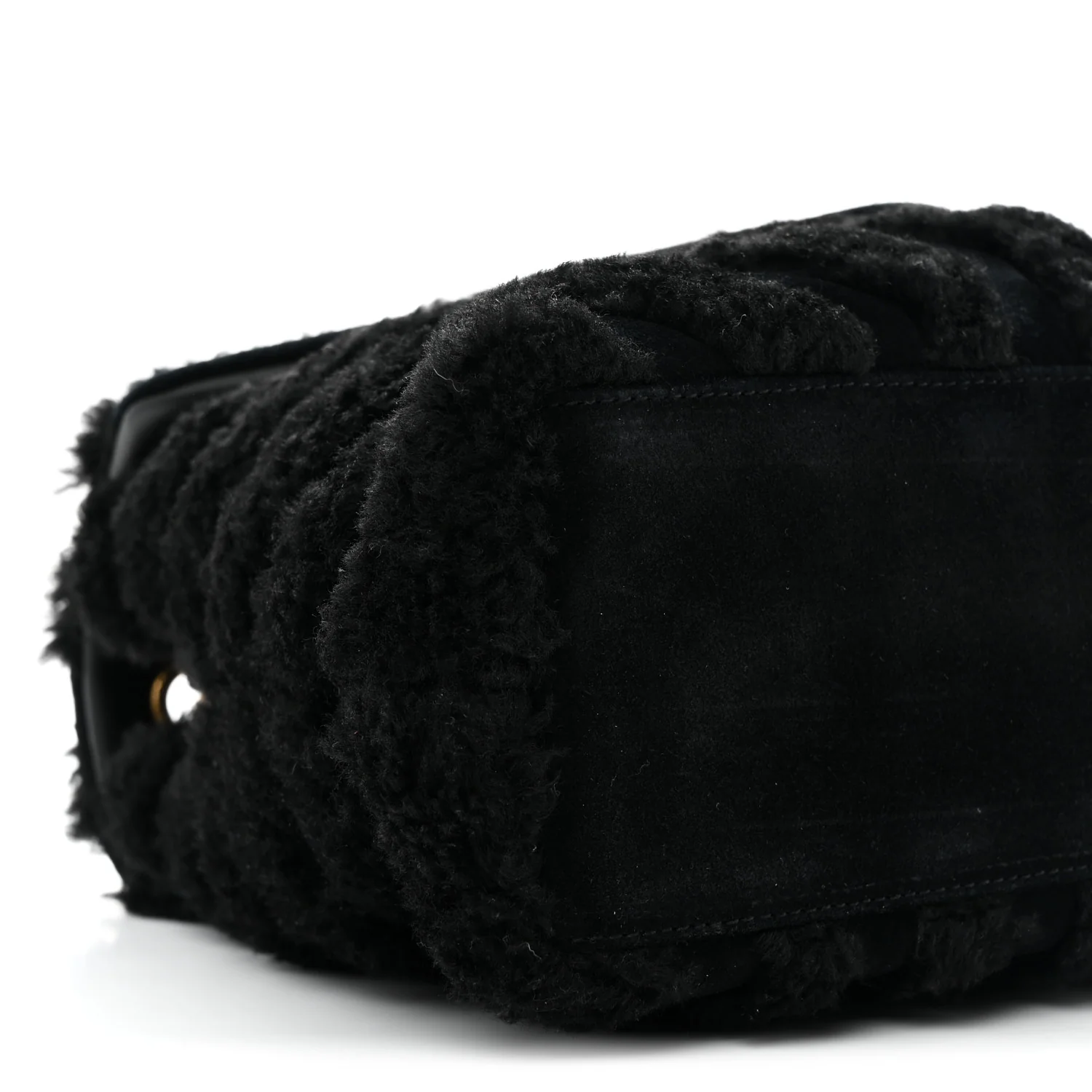 Shearling Y Quilted Monogram Medium Loulou Chain Satchel Black
