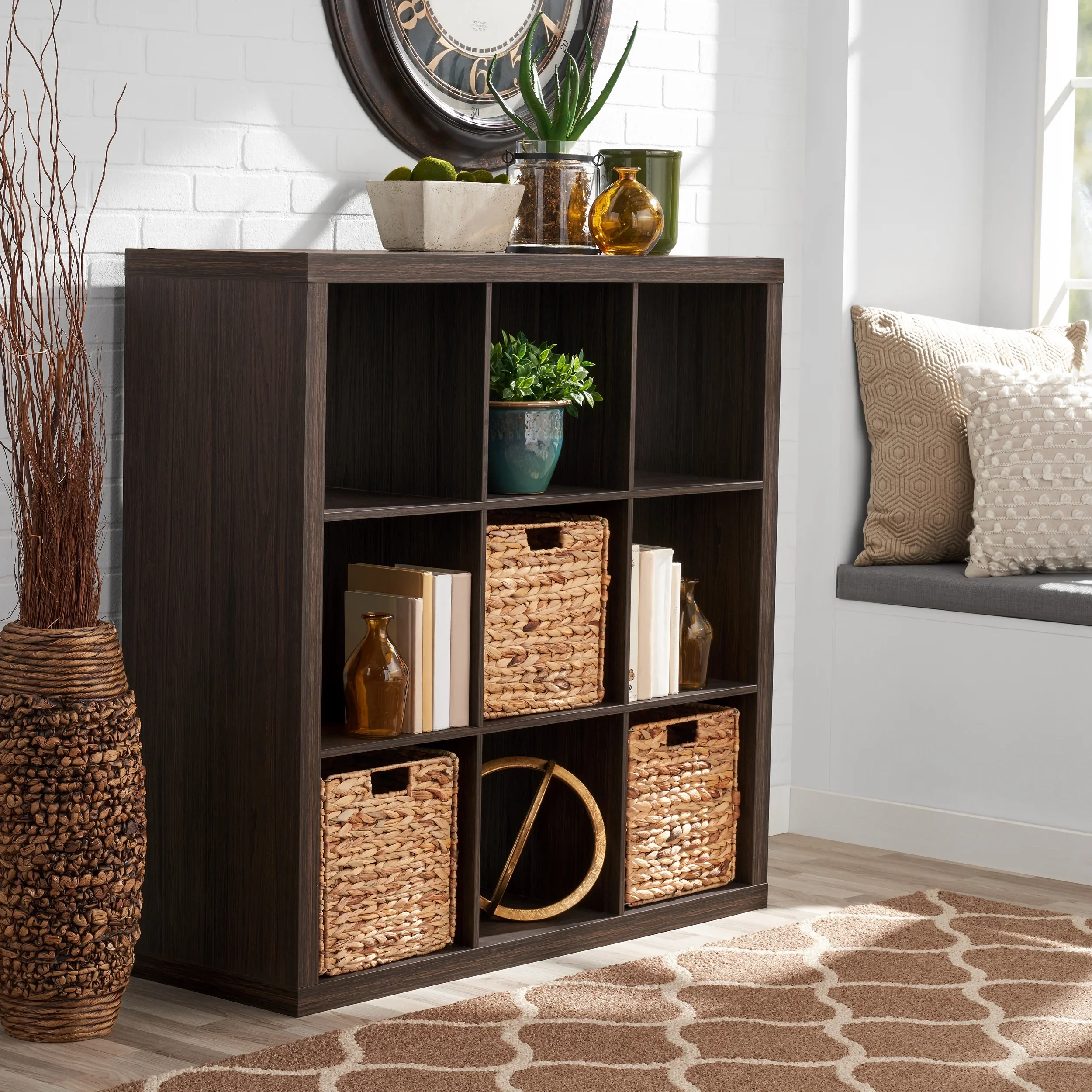 Better Homes & Gardens 9 Cube and 3 Better Homes & Gardens Quad Inserts Bundle-Tobacco Oak