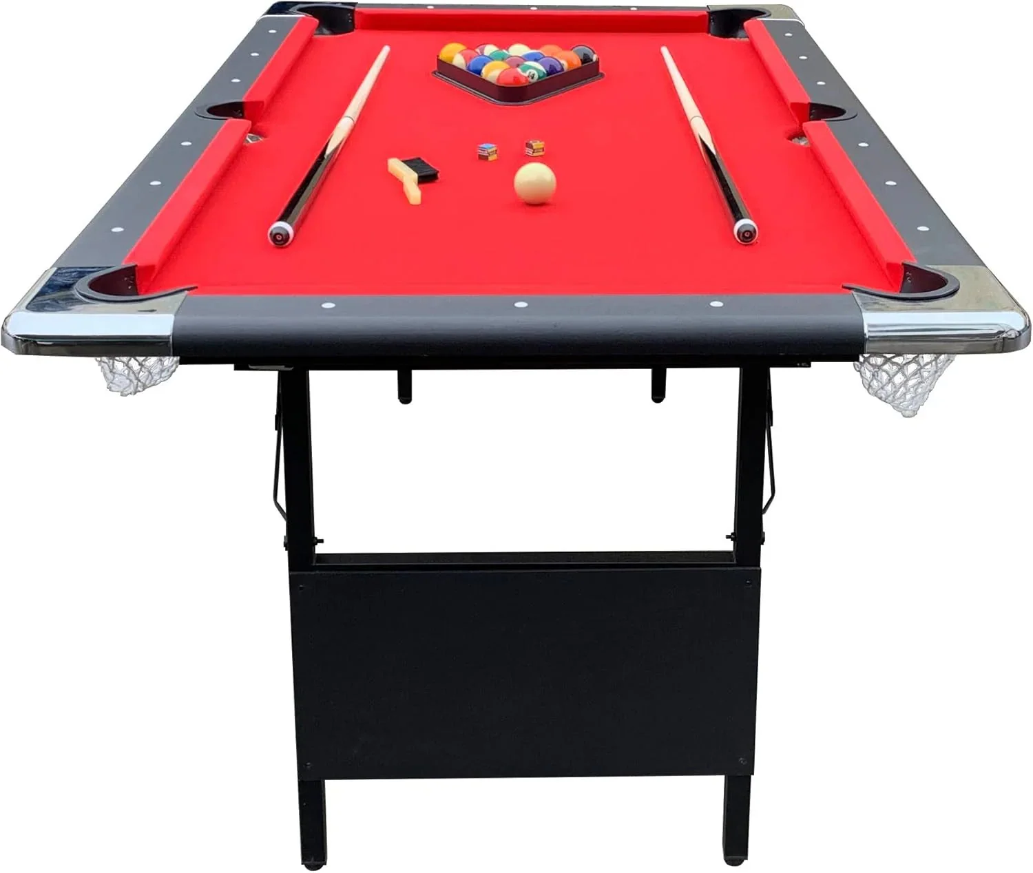 6 ft Portable Pool Table, Adults Folding Billiards Tables for Game Room with Easy Foldable Storage, Includes Full Set of Billiard Balls,…
