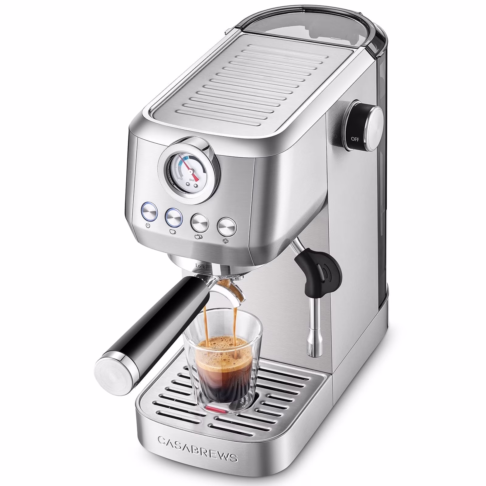 CASABREWS 3700gense, 20 Bar Espresso Machine and Coffee Maker with Milk Frother, Silver