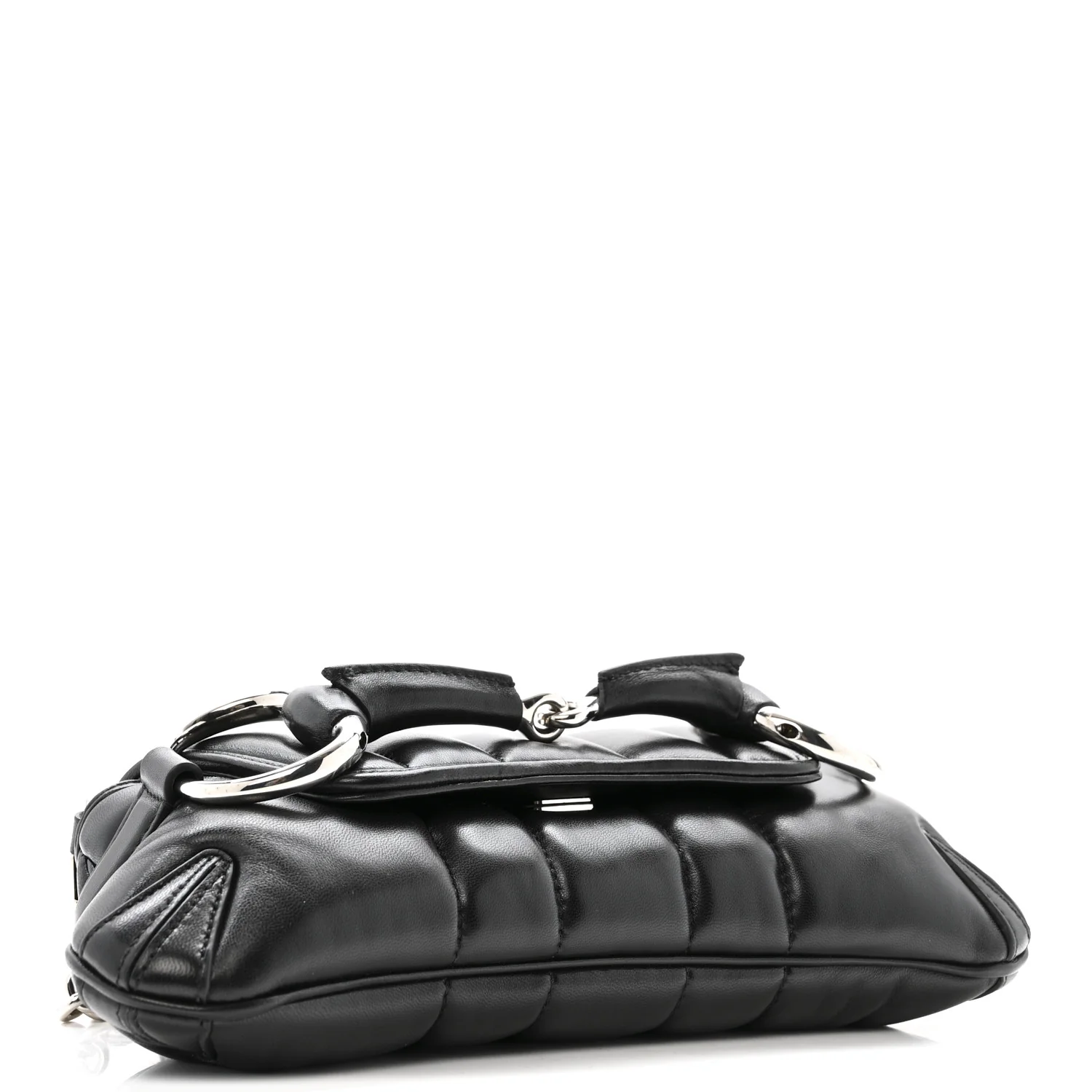 Nappa Vertical Matelasse Small Maxi Horsebit Chain Shoulder Bag Black