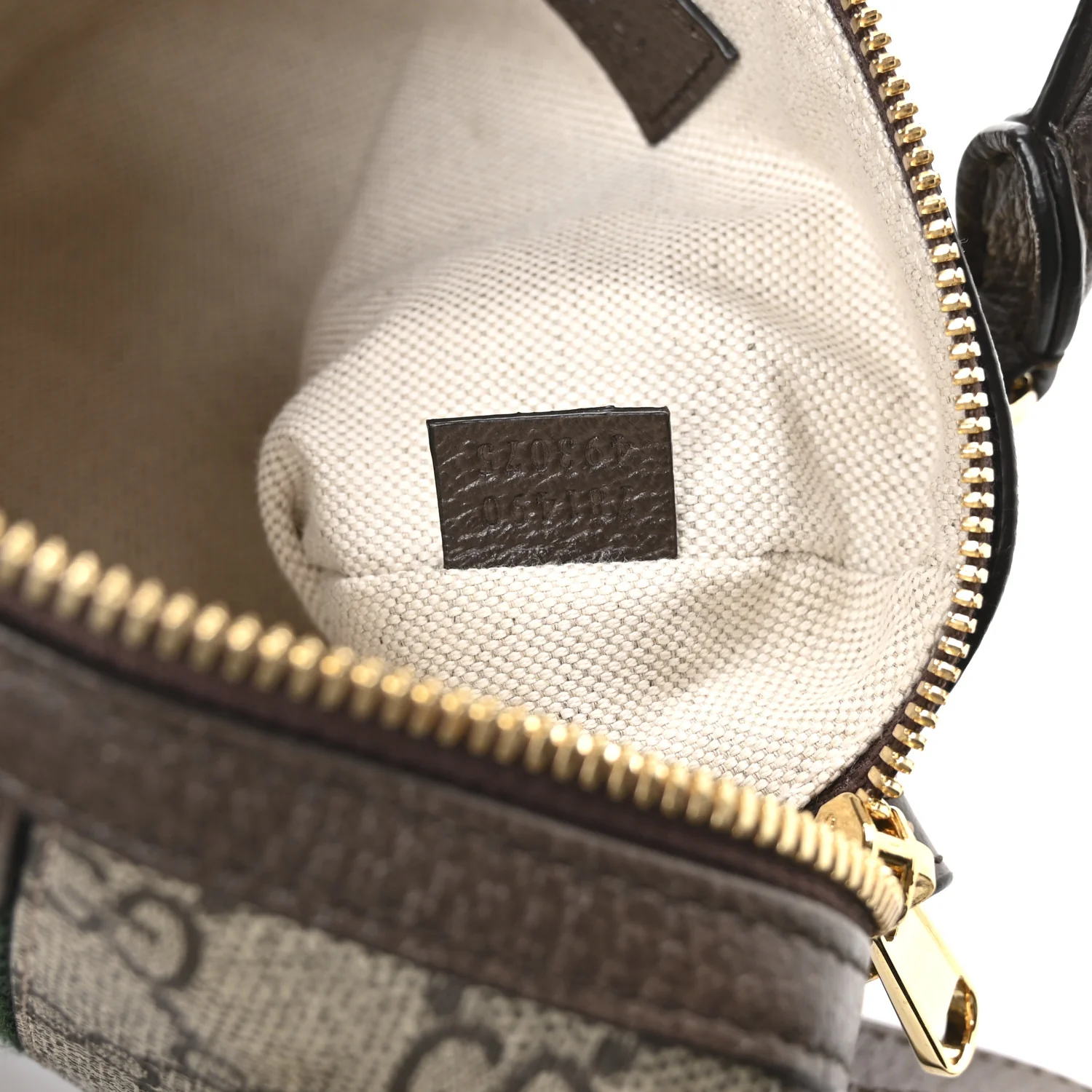 GG Supreme Monogram Textured Dollar Calfskin Web Super Mini Ophidia Top Handle Bowler Bag Beige Ebony New Acero