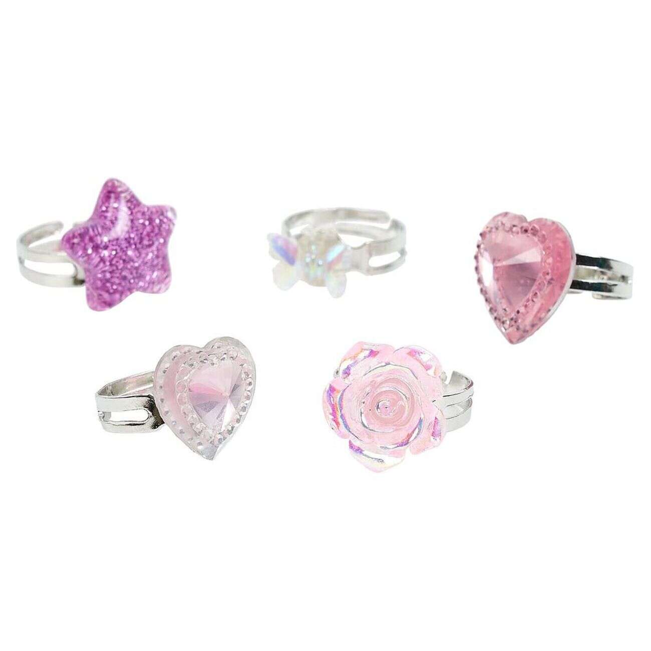 Boîte avec 5 bagues réglables enfant - 3 modèles