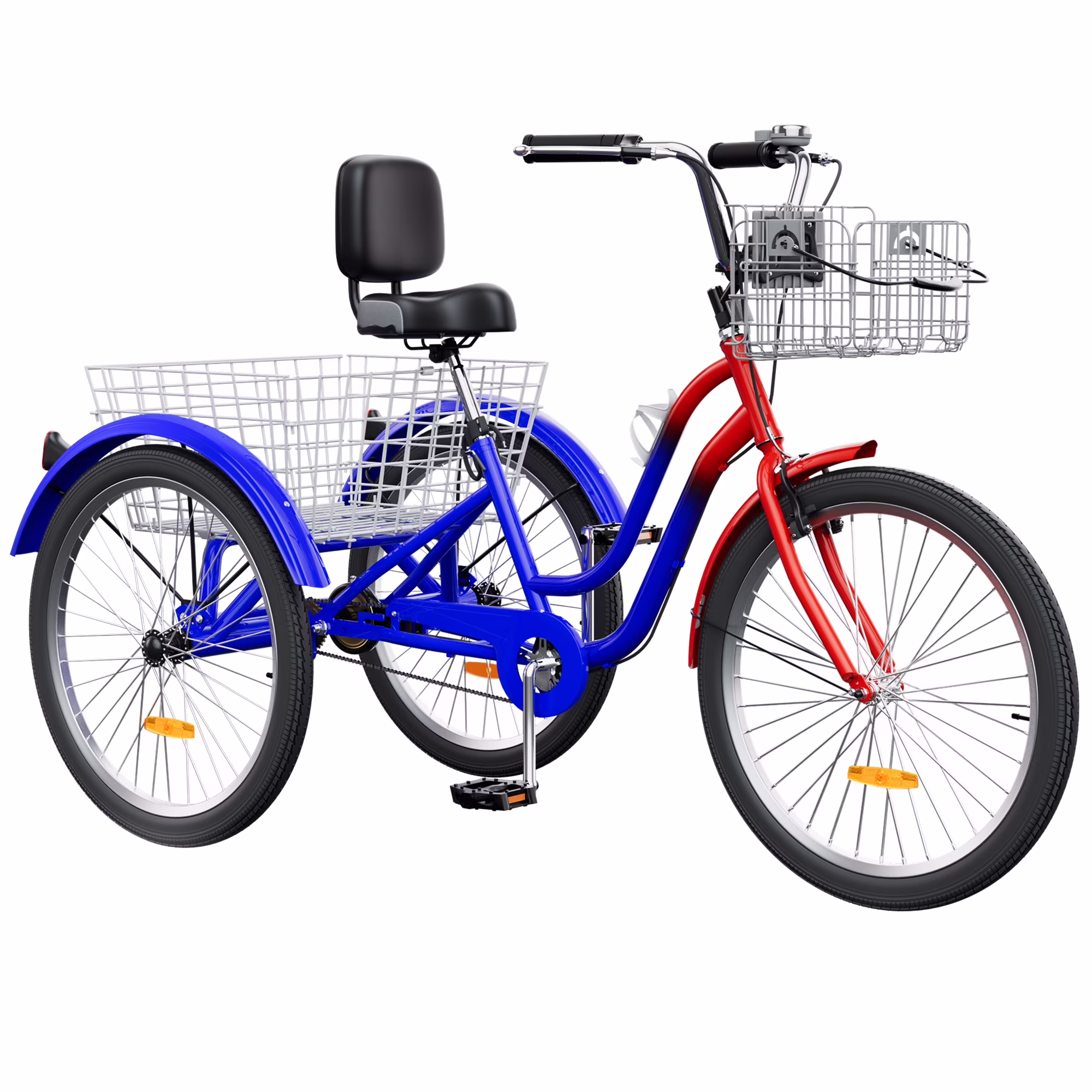 24 Inch 3-Wheel Bike, Single Speed Adult Trike, Low Step-Through Cruiser with Front Rear Baskets, Large Adjustable Seat with Backrest for Seniors, Men, and Women (Purple)(24"1 Speed/Purple) - Image 5