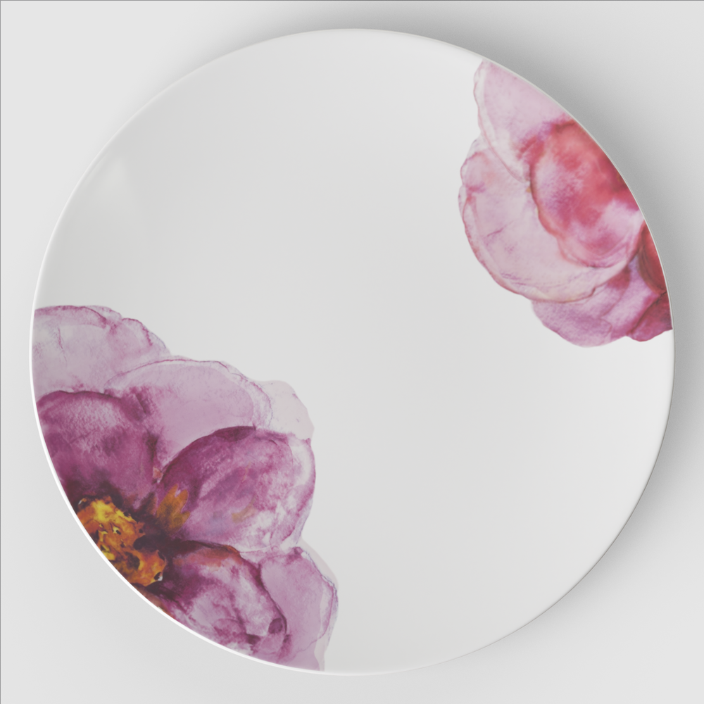 Rose Garden Serving/ Under Plate - Pink, 12.6'' x 12.6'', Premium Porcelain