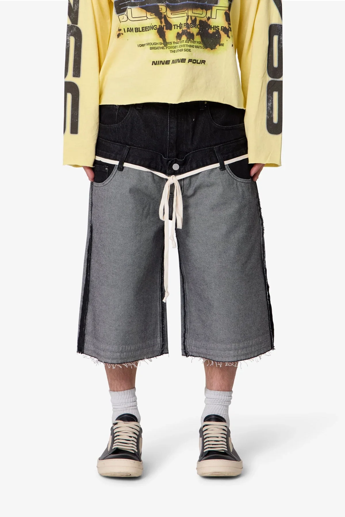Ultra Baggy Inside Out Denim Shorts - Black