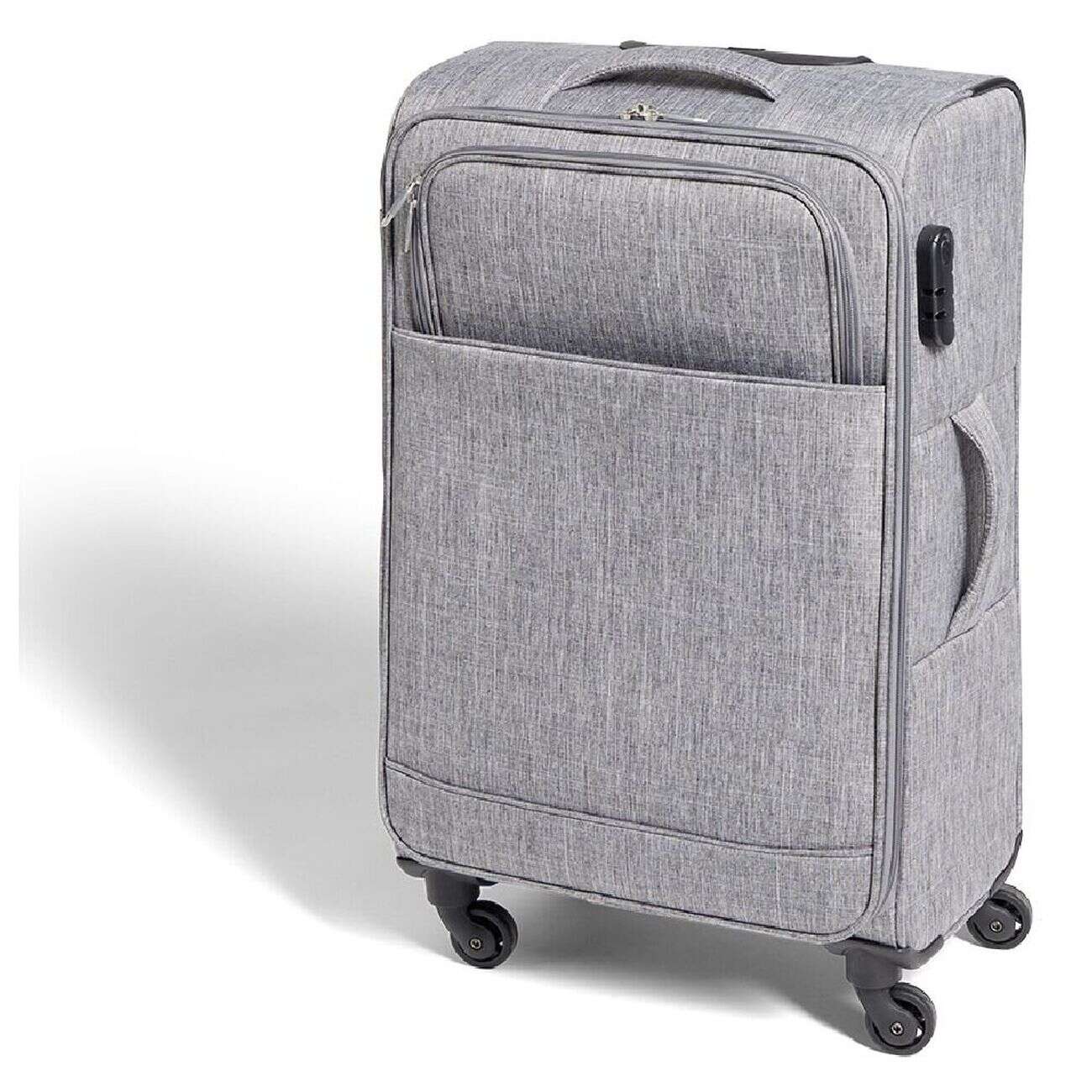 Valise trolley souple 4 roues 50L gris H68cm