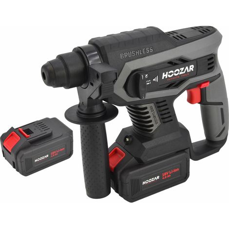 Hoozar młotowiertarka bezszczotkowa sds+ 18v 2x4.0ah 2.2j rh10bl — vue 3