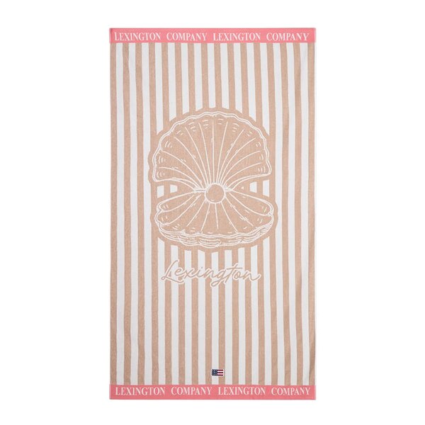 Strandhåndkle 180x100 cm velur/frotté beige/hvit/rosa