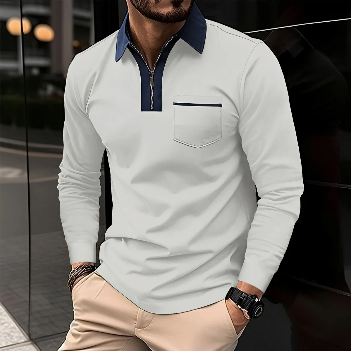 Jackson - Polo à Manches Longues Homme - pour Tenue Décontractée