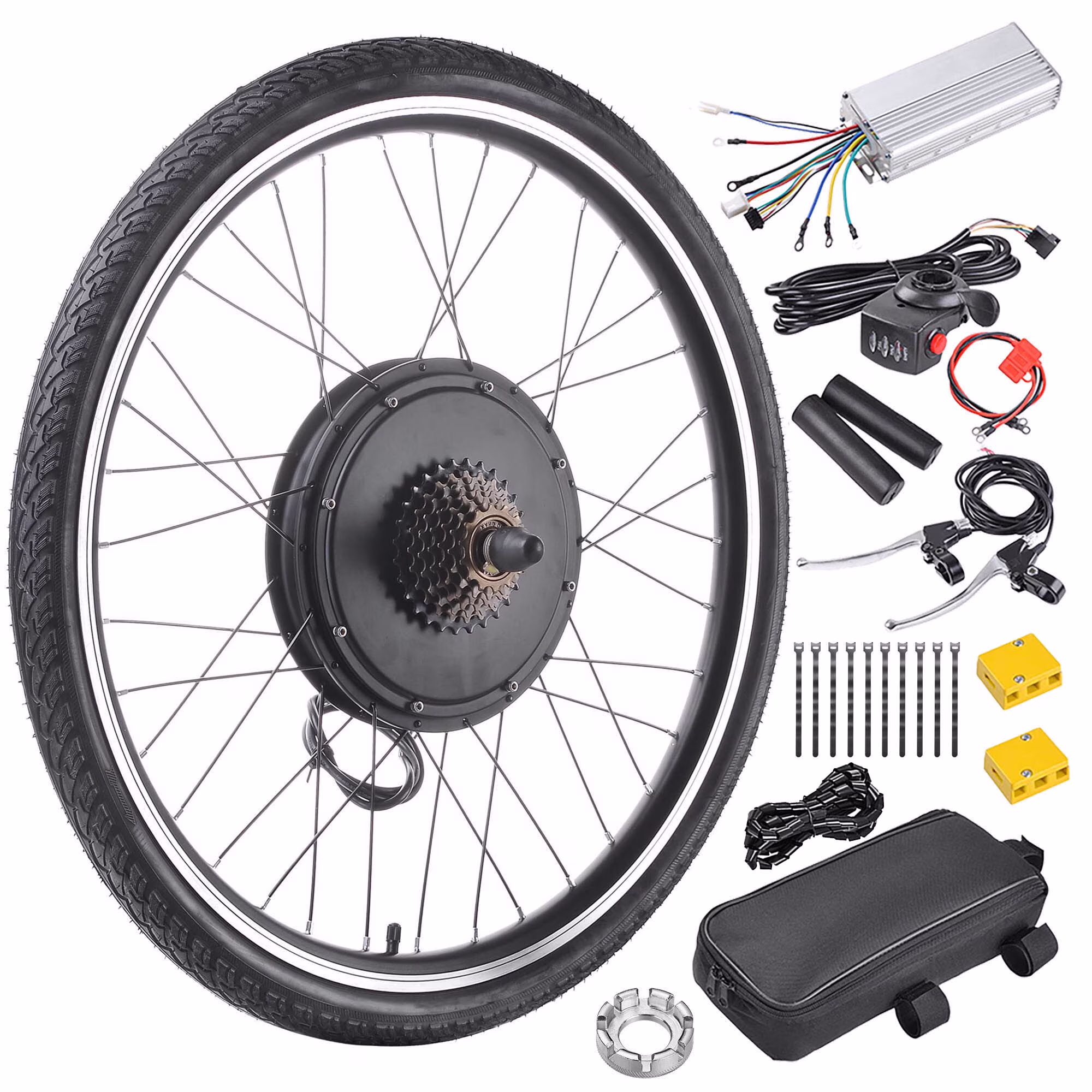 Electric Bike Conversion Kit 48V 1000W 26" Front Wheel E-Bike Conversion Kit Dual Mode Controller(Black, Front Wheel) - Image 3