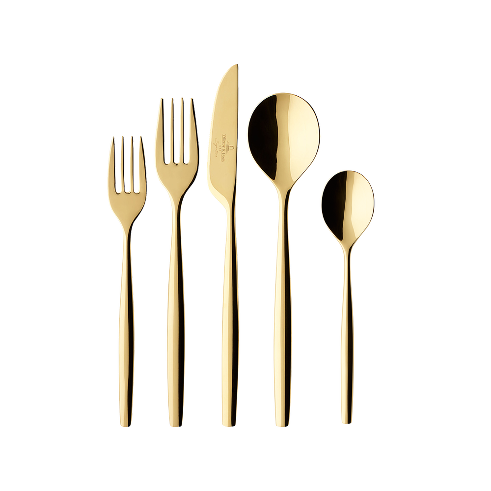 MetroChic 5-piece flatware set - Gold, stainless steel gold-plated