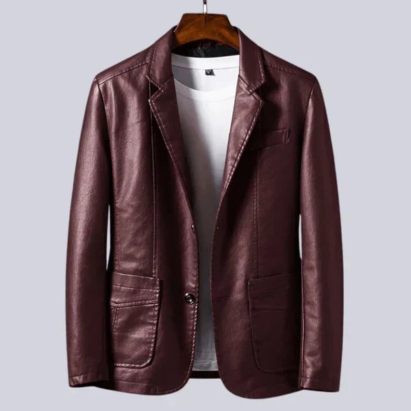 Veste en cuir léger pour homme avec doublure en coton