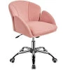 Velvet Desk Chair for Home Office, Makeup Vanity Chair with Armrests for Bedroom Modern, Swivel Rolling Chair(Black) Image 6