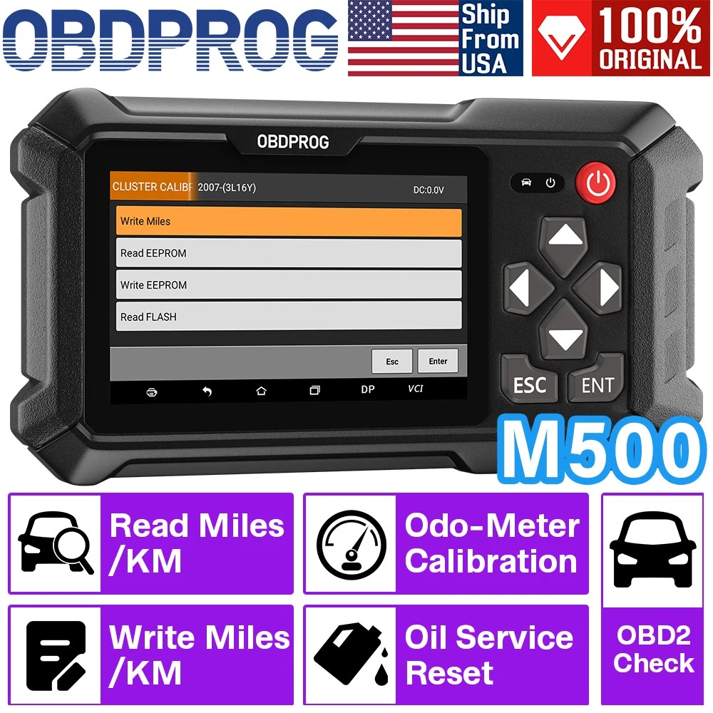 Doctor M500 Odometer Mileage Correction Tool, Cluster Calibration Automotive Diagnostic Tool OBD2 Scanner with Oil Reset, OBD2 EOBD Check Engine Code Reader Turn off MIL