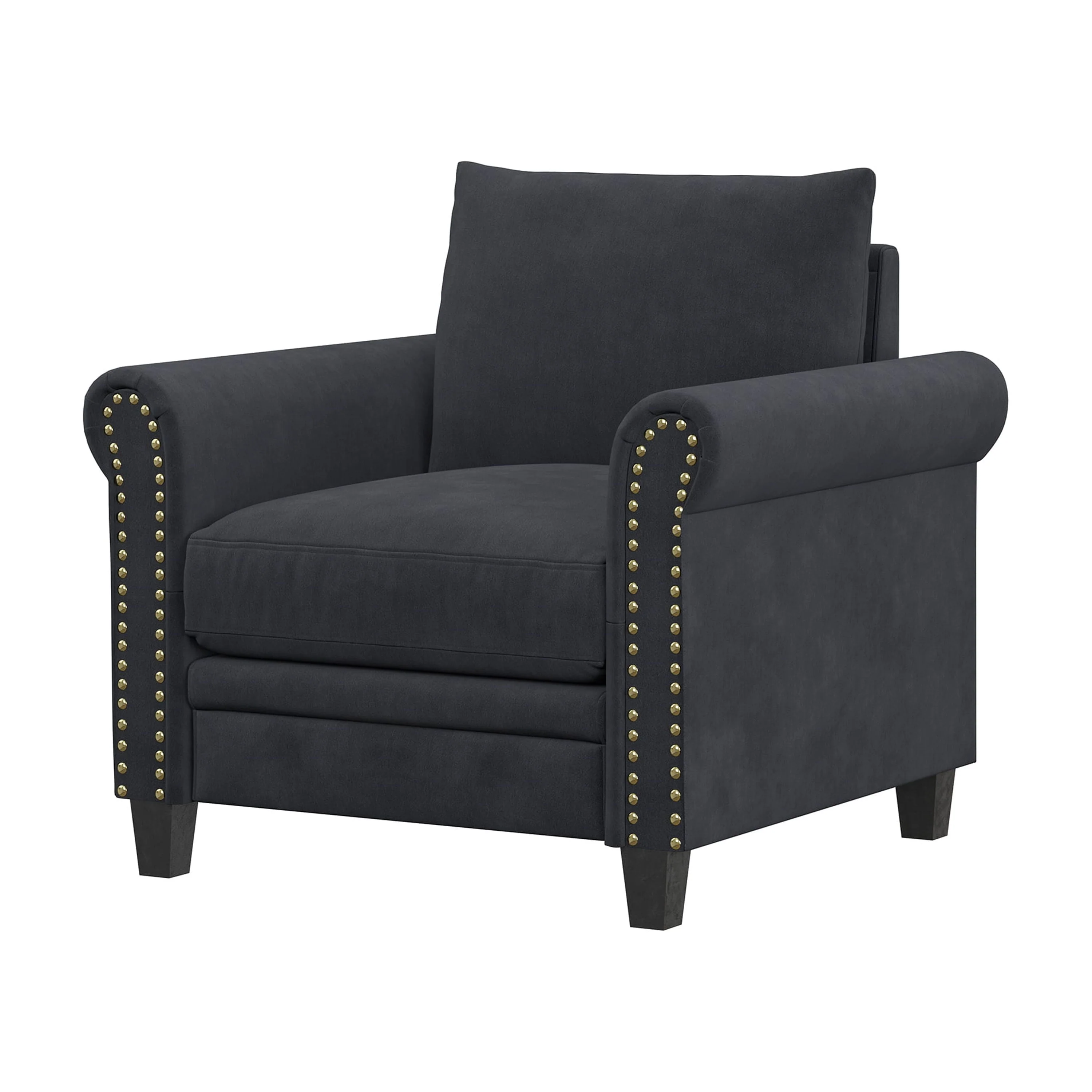 Lifestyle Solutions Fallon Armchair with Nail Head Trim, Gray Fabric