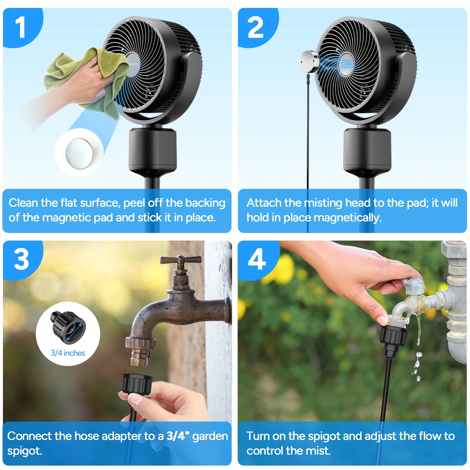 Oscillating Standing Fan with Misting Kit