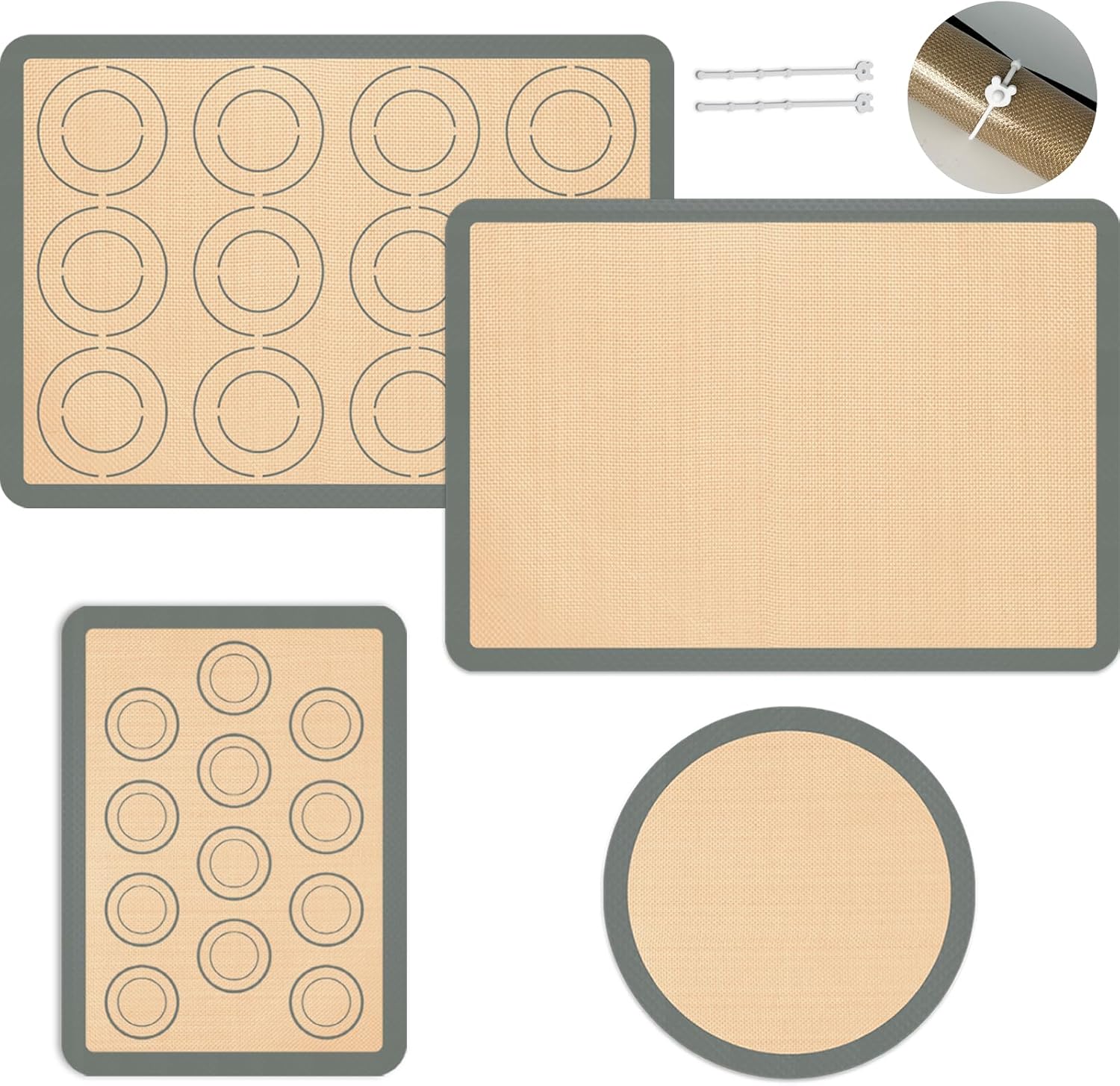 Koolstoffs Silicone Baking Mat Set of 4, Nonstick and Reusable