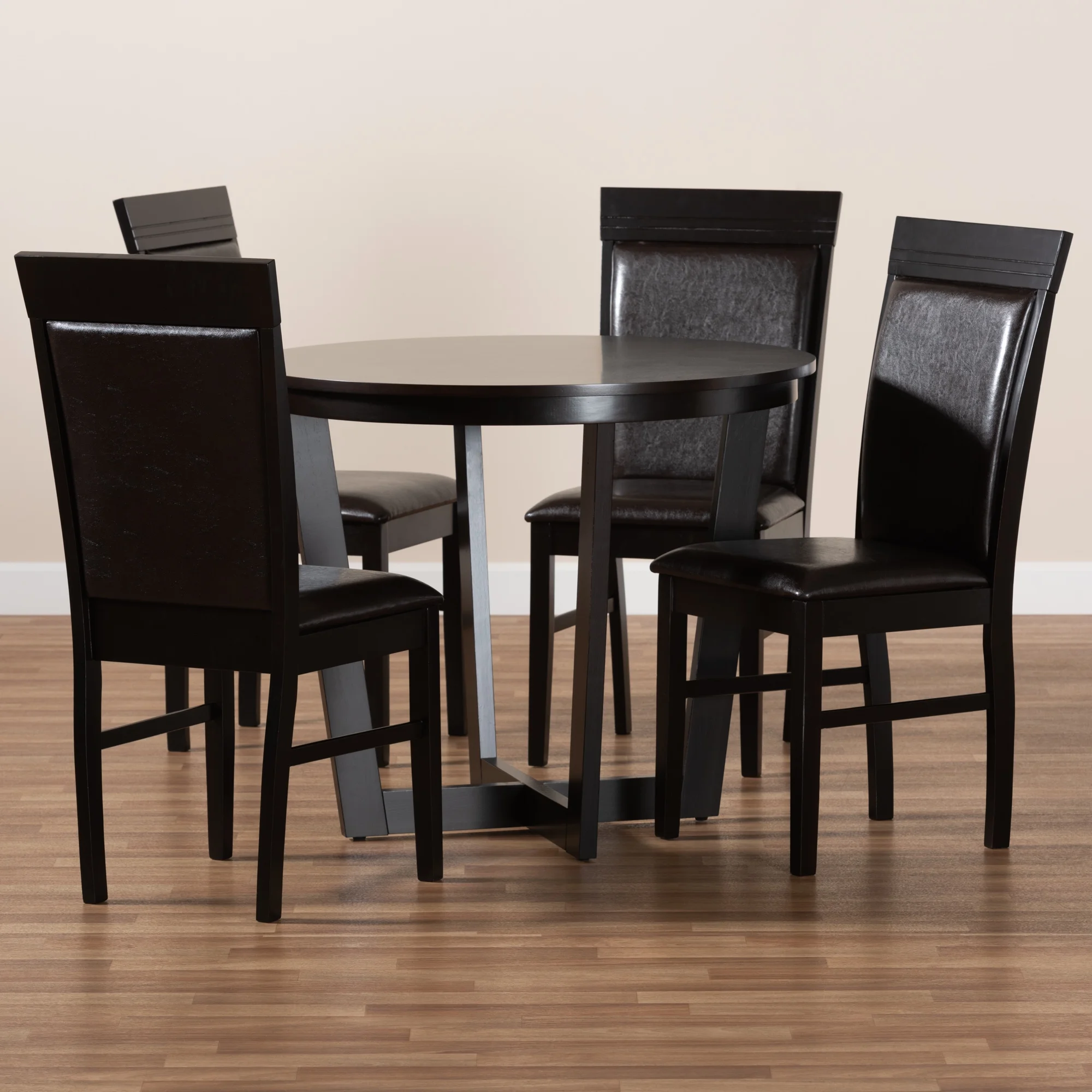 Lanier Modern and Contemporary Sand Fabric Upholstered Dark Brown Finished 2-Piece Wood Dining Chair Set - Image 8