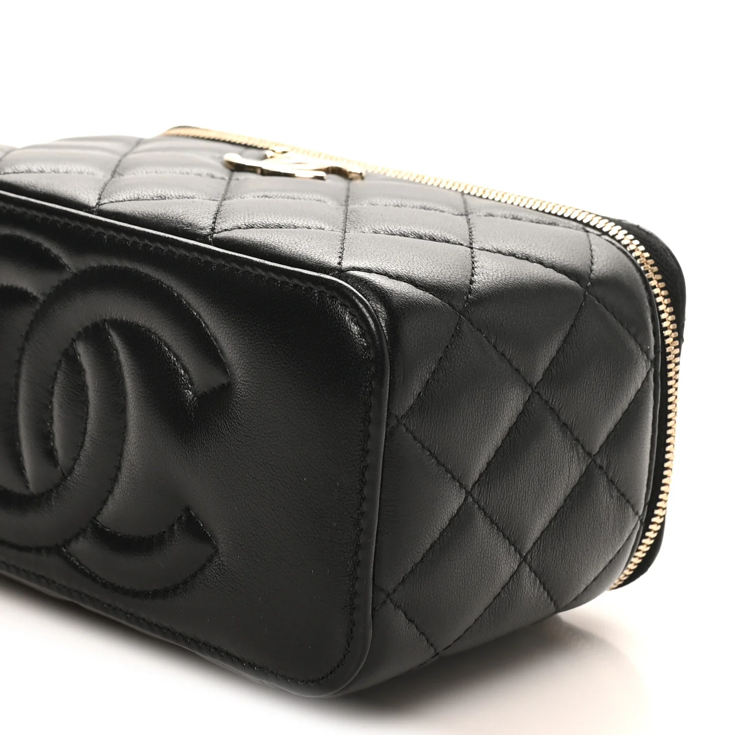 Lambskin Quilted Small CC Vanity Case Black