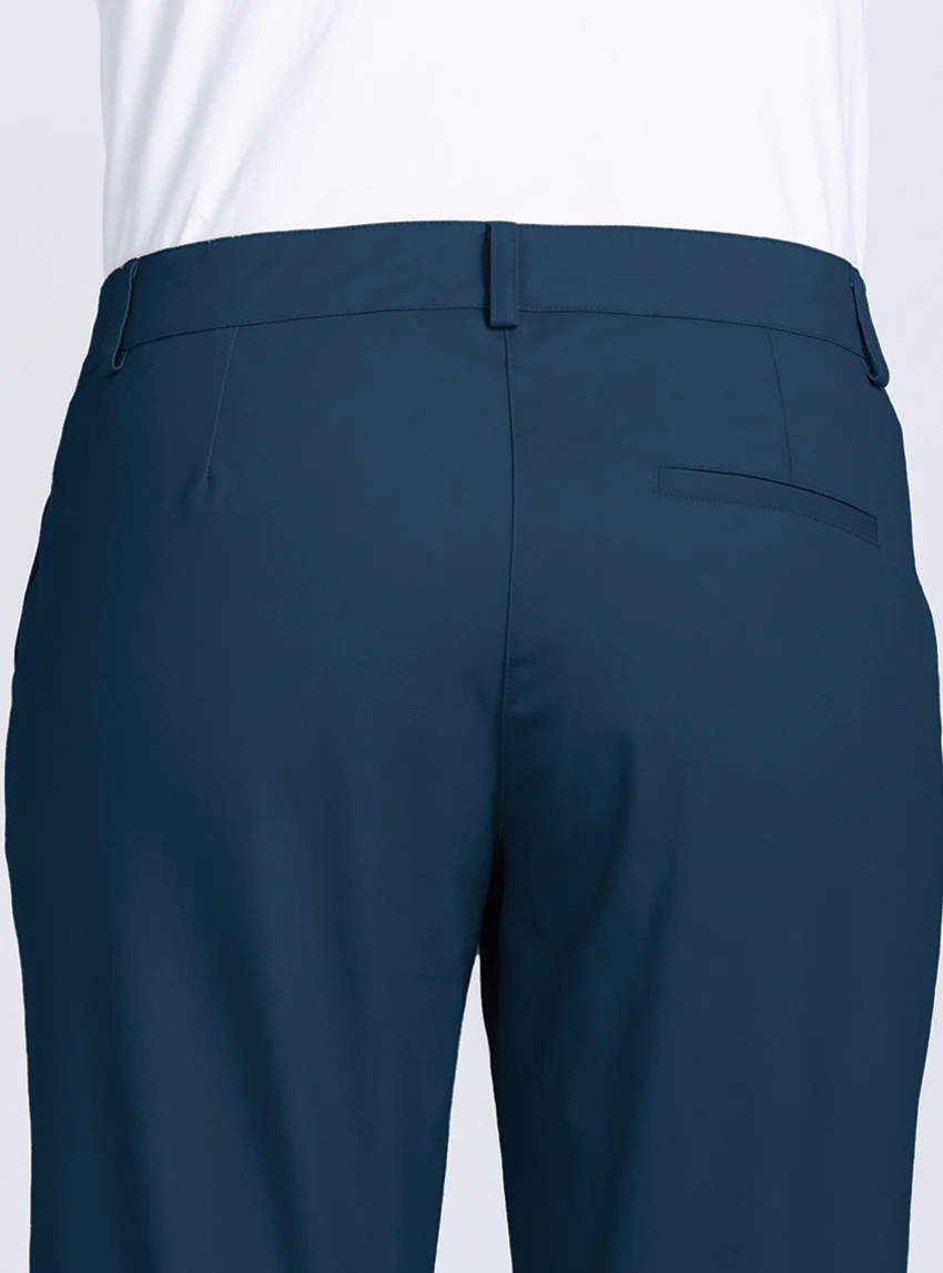 Pantacourt chino femme en coton bleu marine