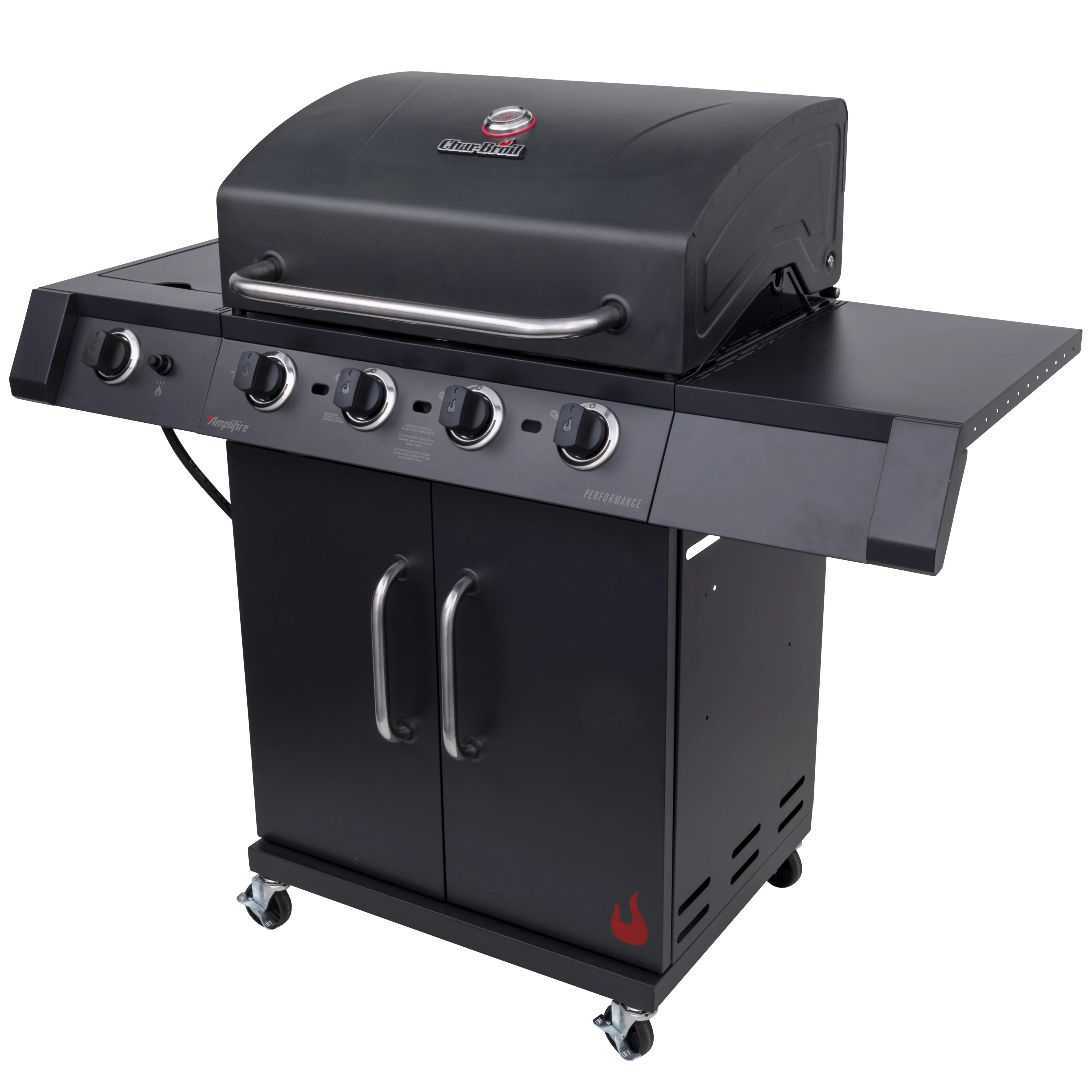 Performance Series Infrared 4-Burner Propane Gas Grill Cabinet with Side Burner, Black