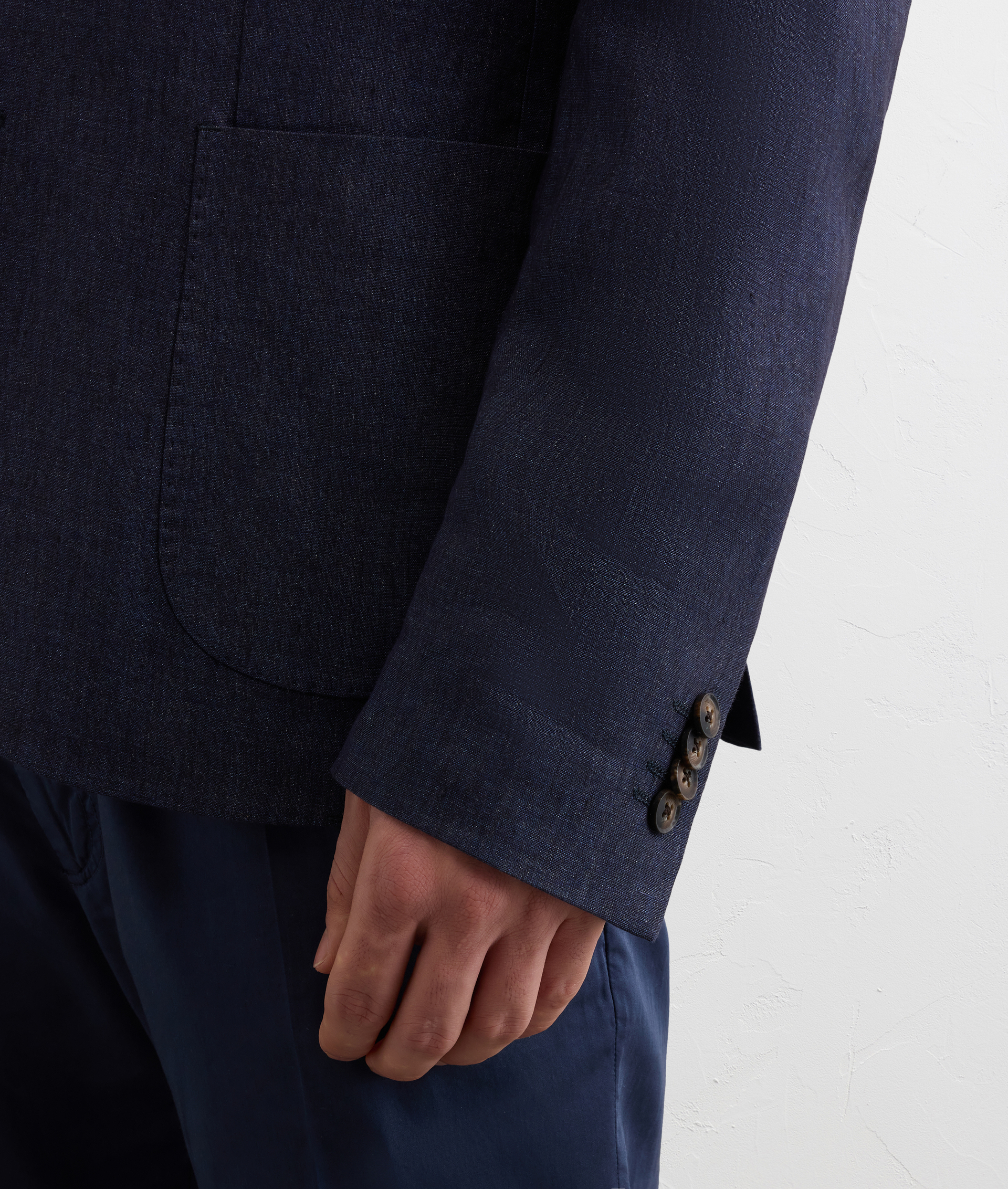NAVY BLUE UNLINED LINEN JACKET