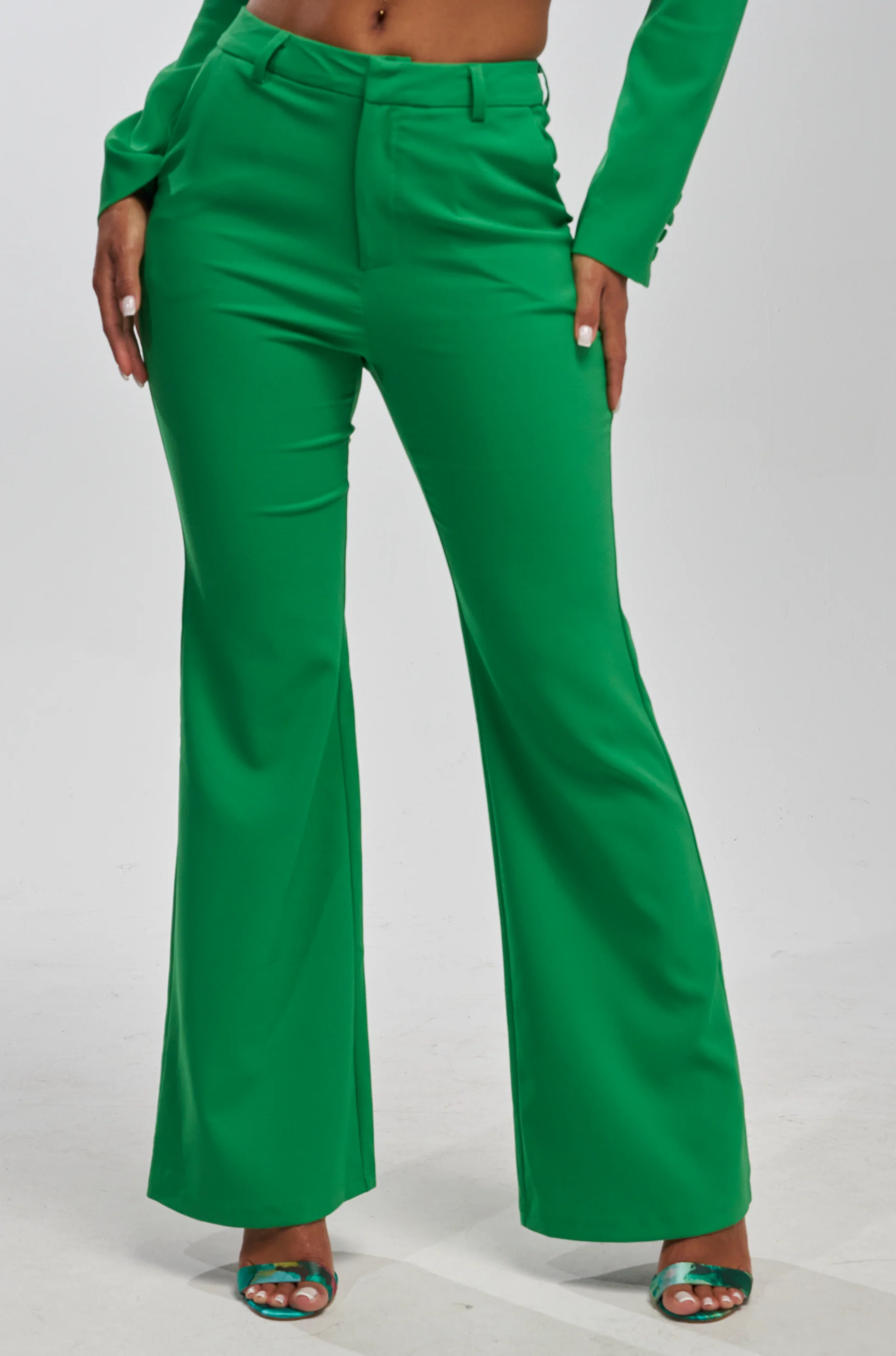 JUST YOUR LUCK FLARE TROUSER IN GREEN - Akira Store