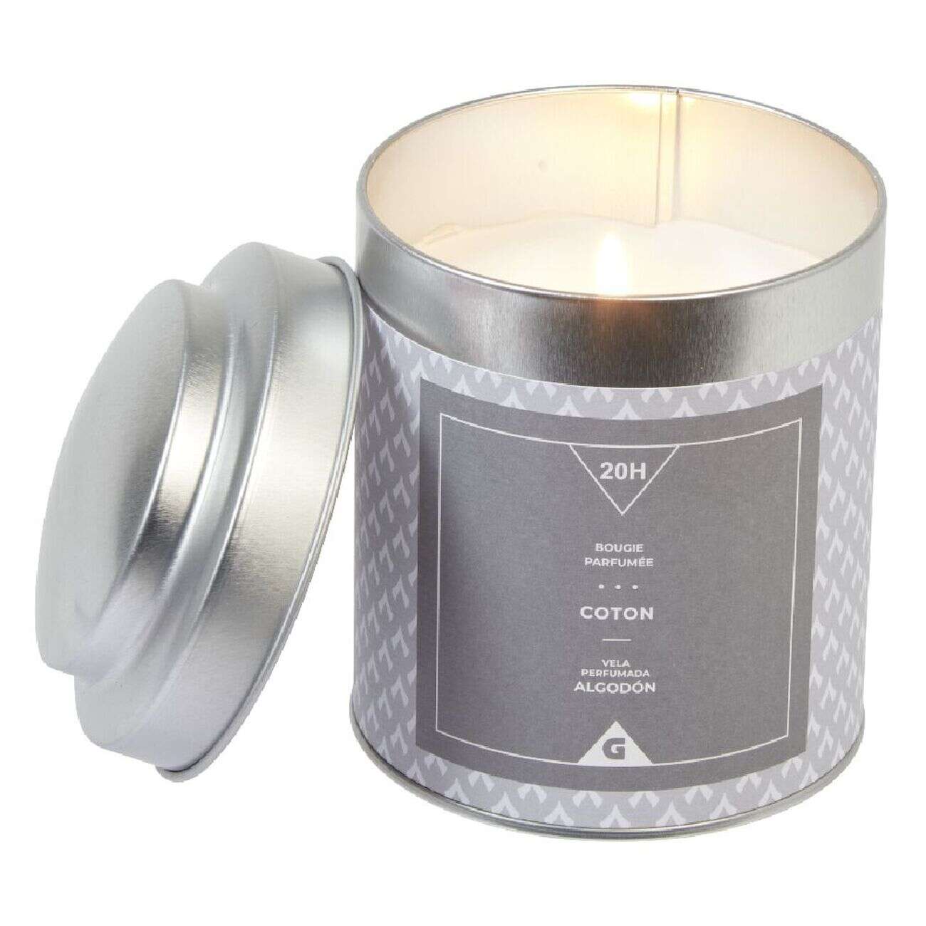 Bougie parfumée dans pot en métal senteur coton