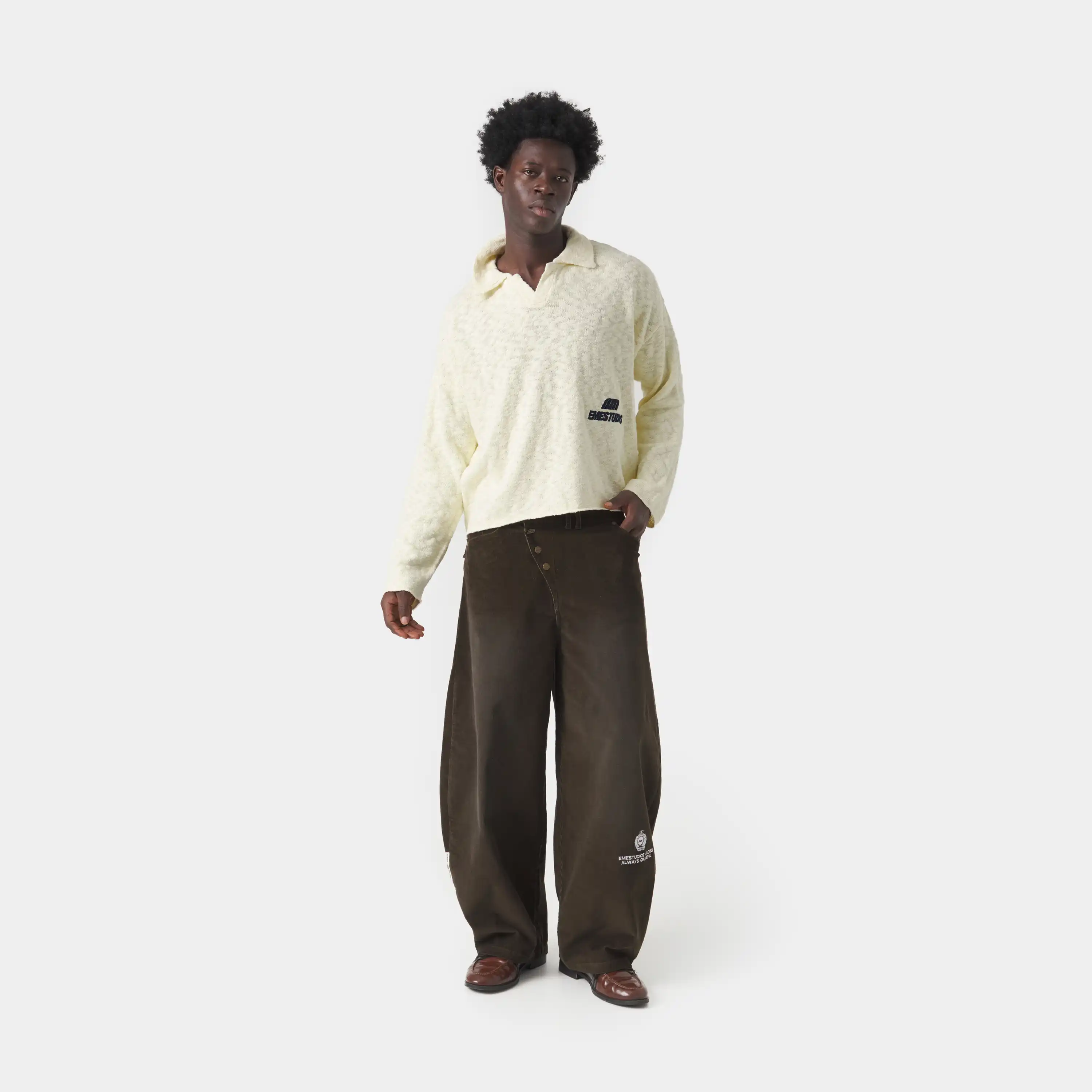 Kiff Off Sand Distressed Knit Polo