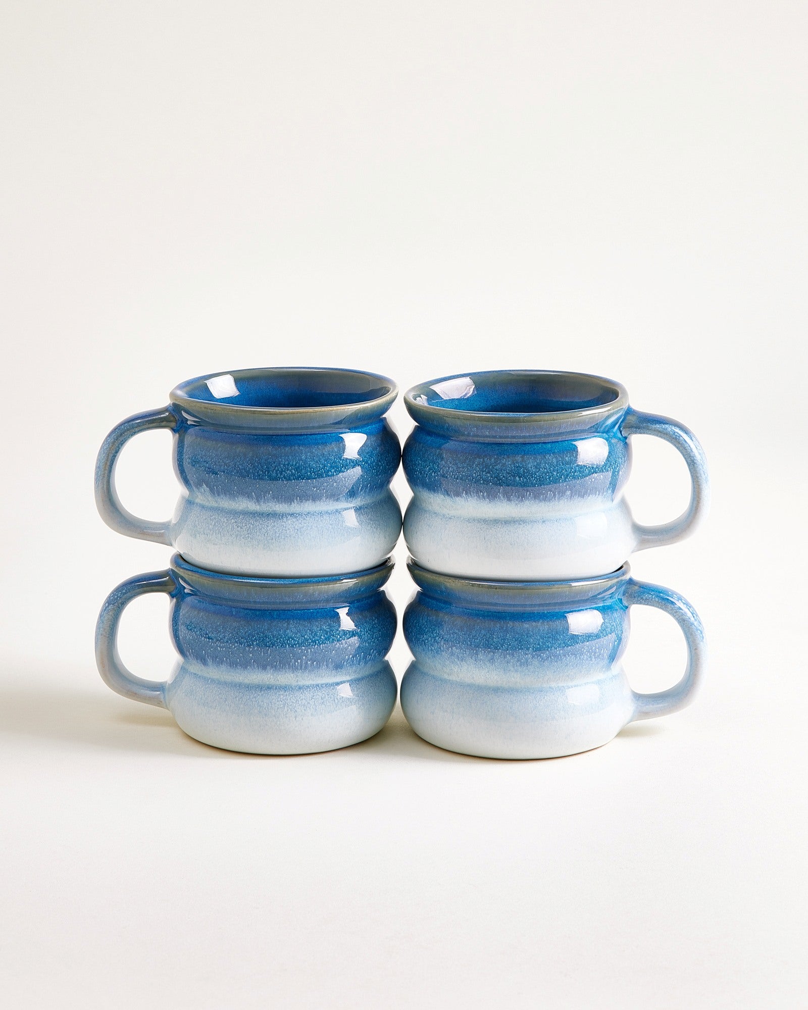 OMBRA - SMALL MUG BUBBLE DARK BLUE LIGHT BLUE SET OF 4