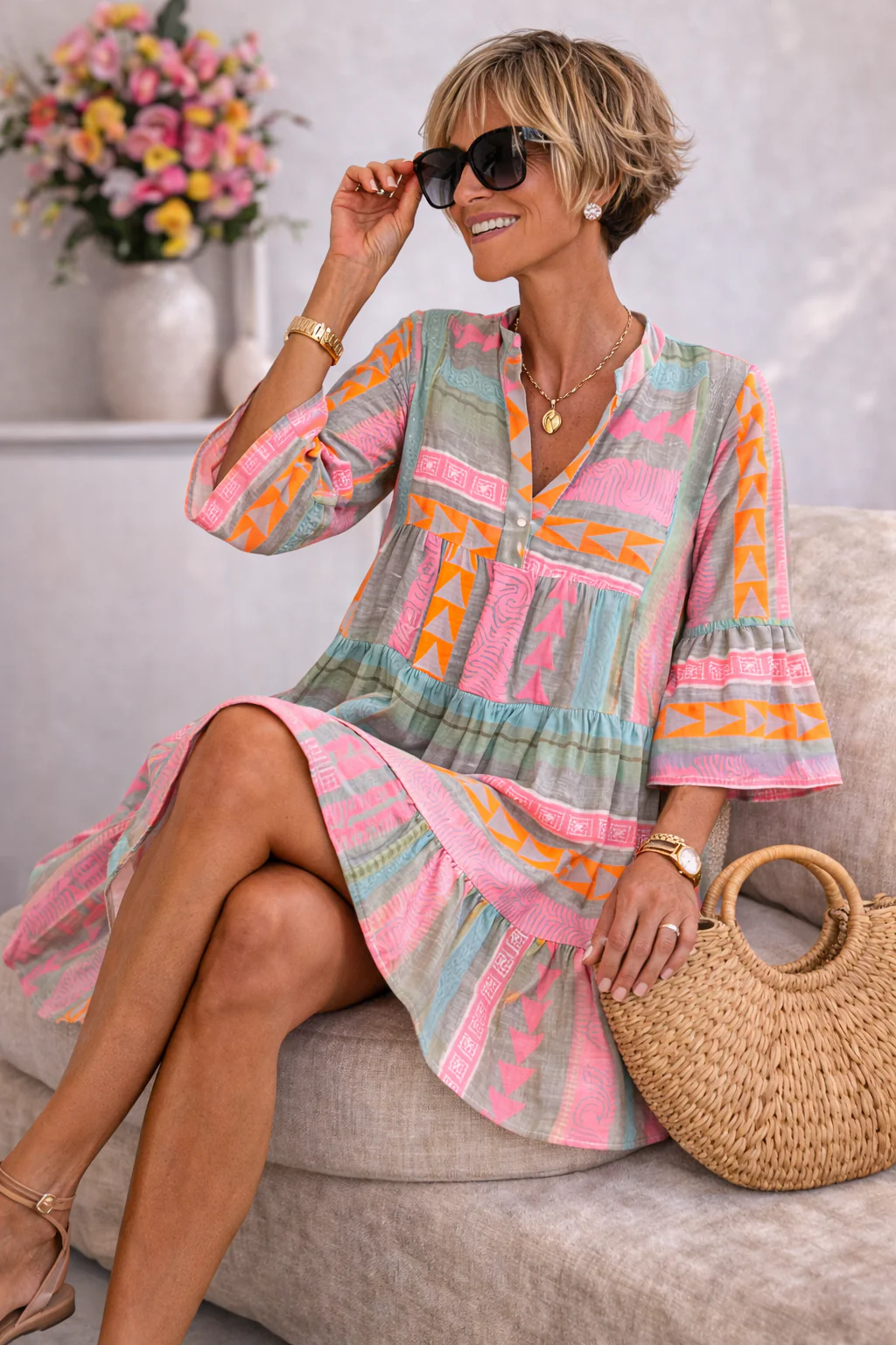 Lucy | Robe Midi Flottante à Motifs