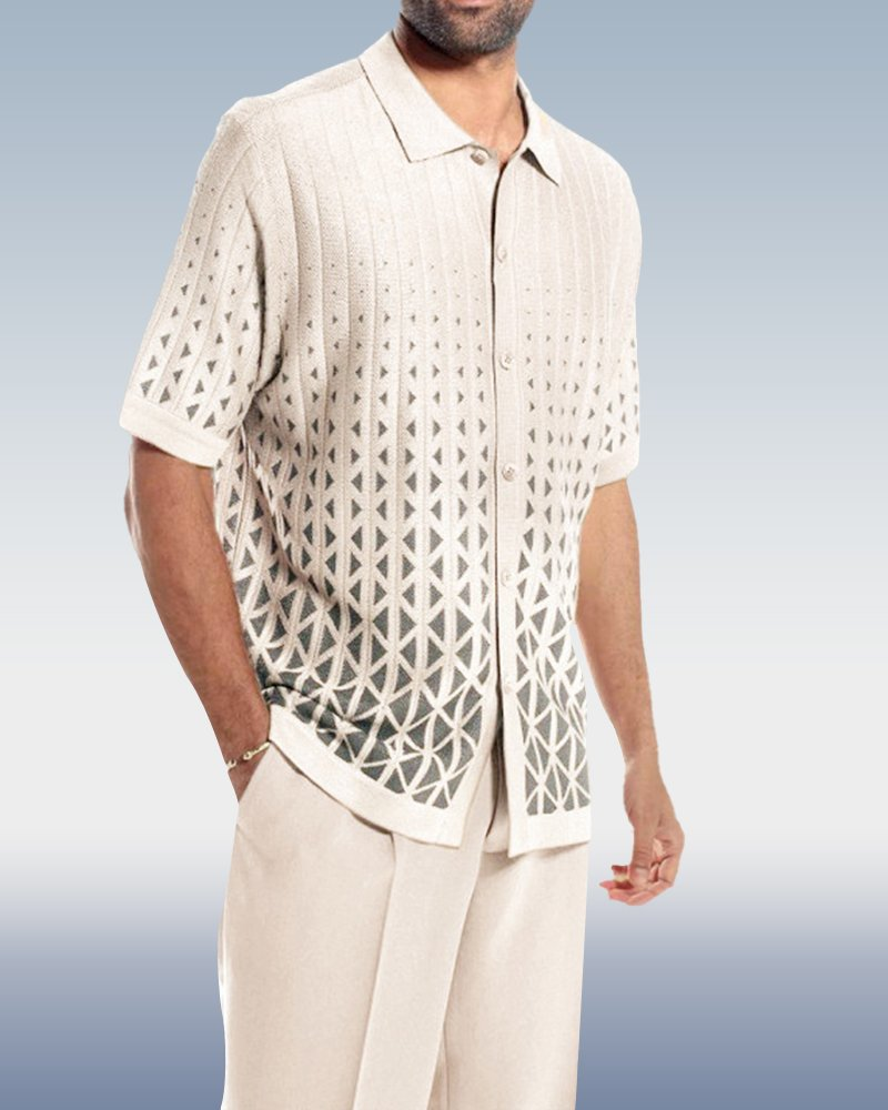 Ensemble de marche à manches courtes noir à motif croisé