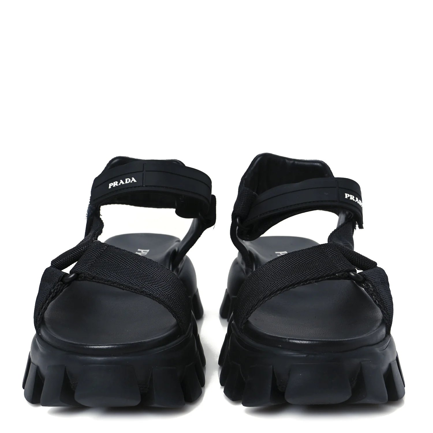 Nappa Logo Embossed Thunder Sole 50mm Sport Sandals 35.5 Black