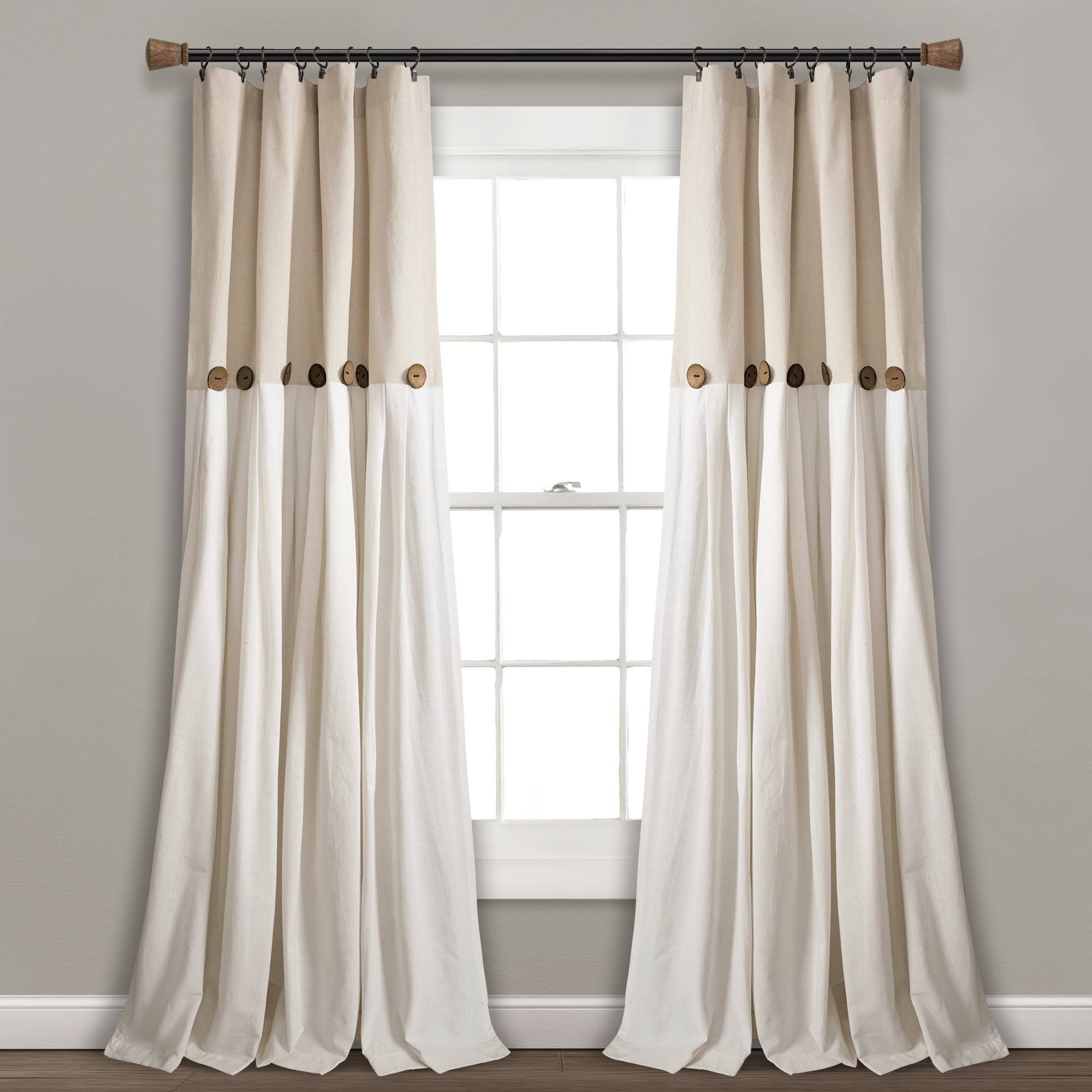 Lush Decor Linen Button Single Panel Window Curtain - 84