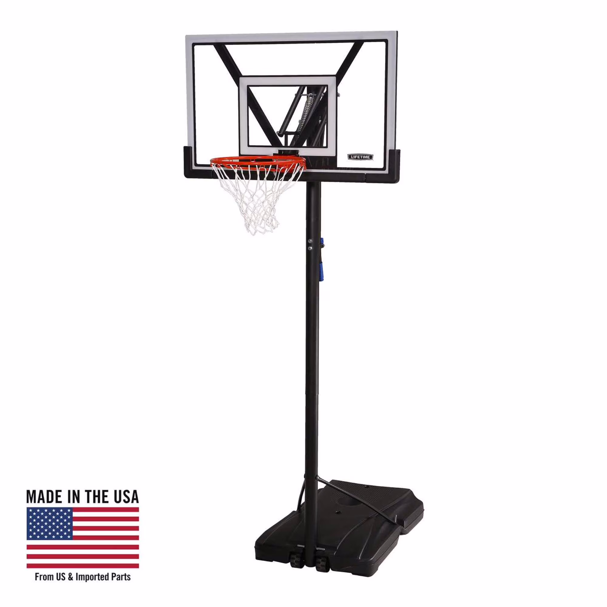 Lifetime 48 - Inch Shatterproof Portable Basketball Hoop with Strong Arm Adjustment & Slam - It Rim - Model 90585 - Outdoor Play