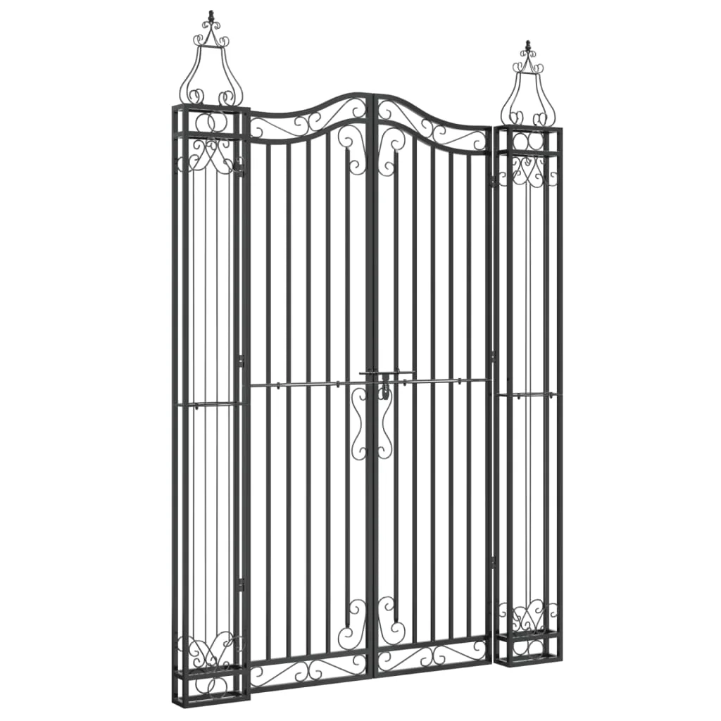 vidaXL Garden Gate Ornamental Fence Gate with Bolt Hinge Trellis Wrought Iron