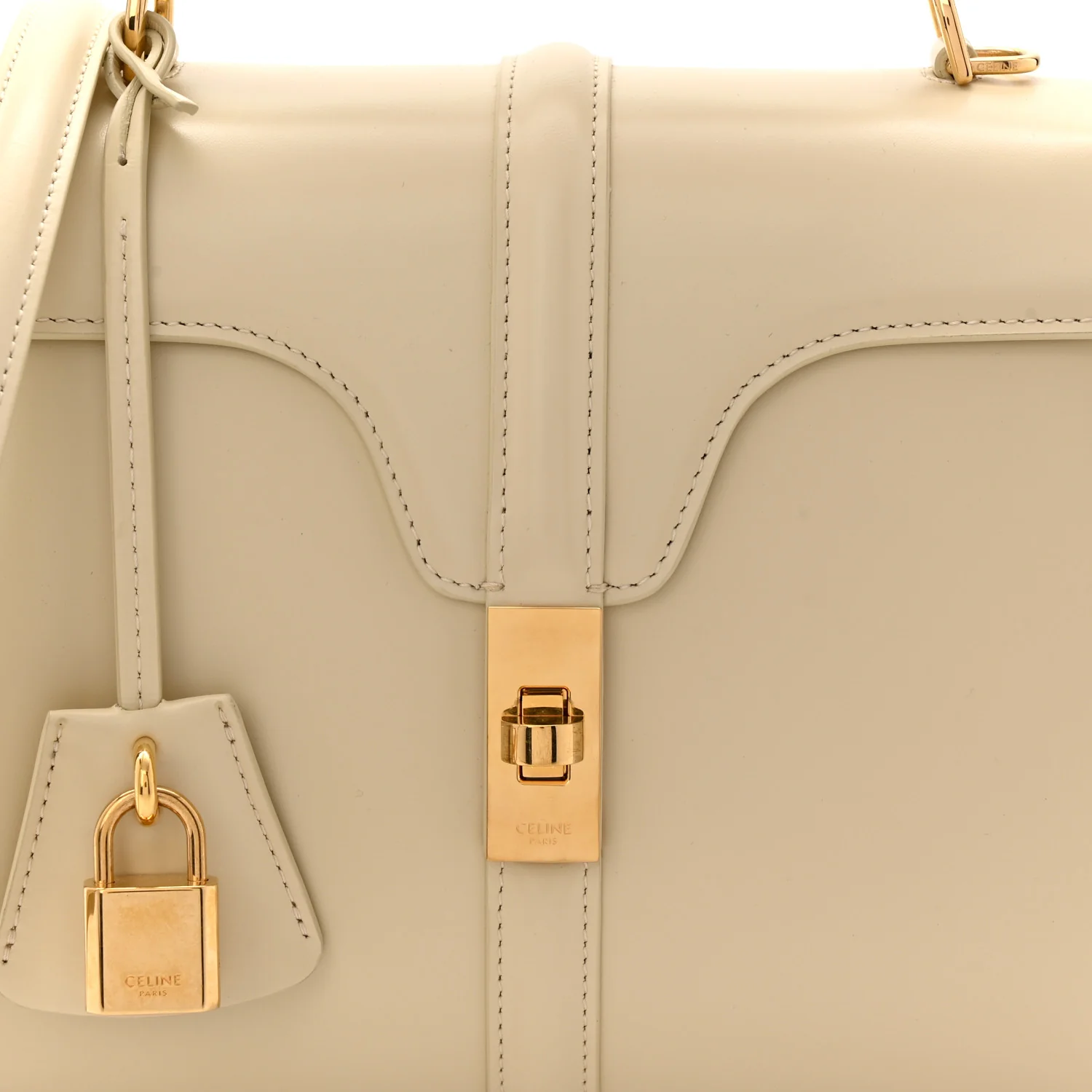 Satinated Calfskin Small 16 Top Handle Bag Beige