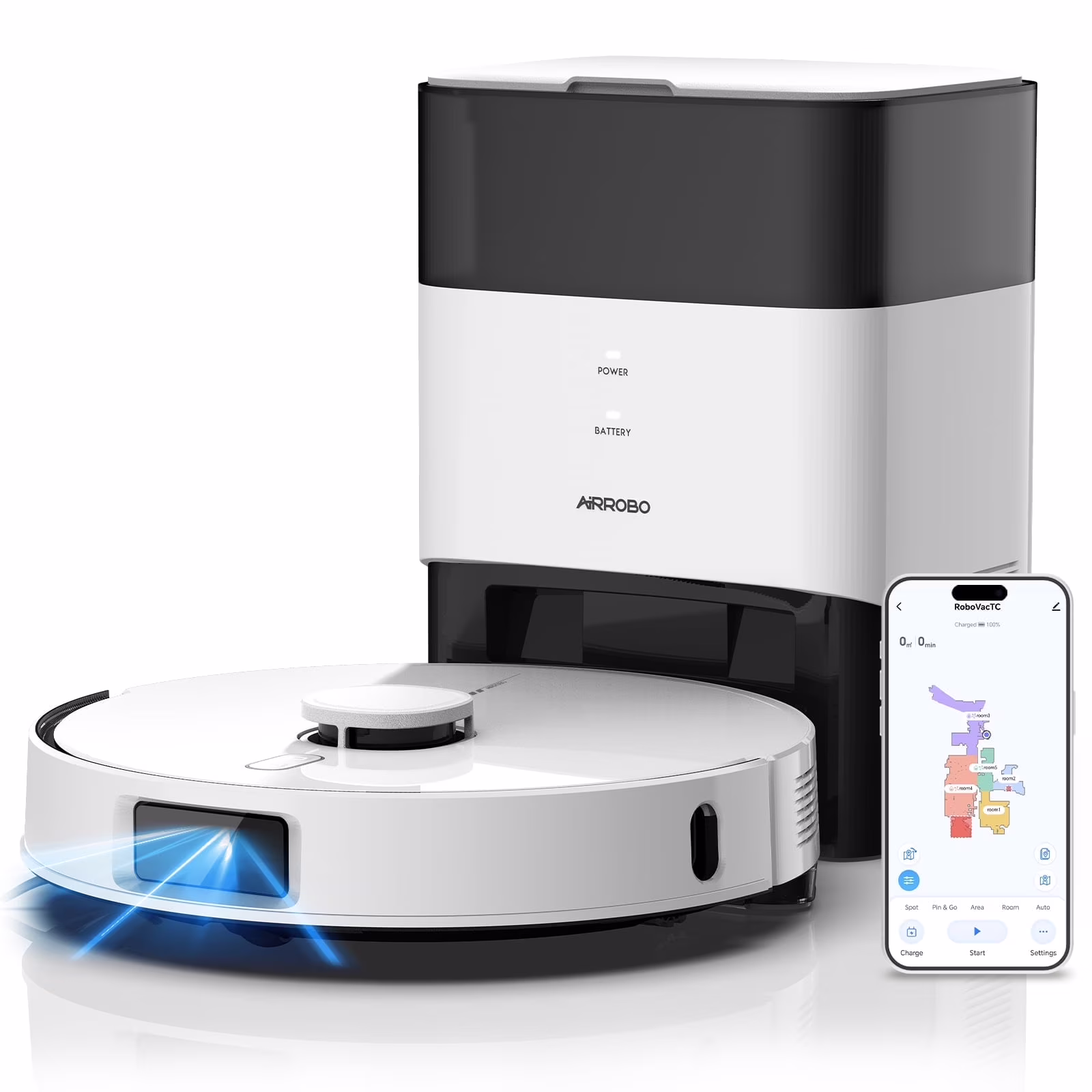 L60+ Self-Empty Robot Vacuum and Mop Cleaner with Ultrasonic Carpet Detection,6000Pa Suction,Laser Obstacle Avoidance,240min Long Runtime(Model L60+)